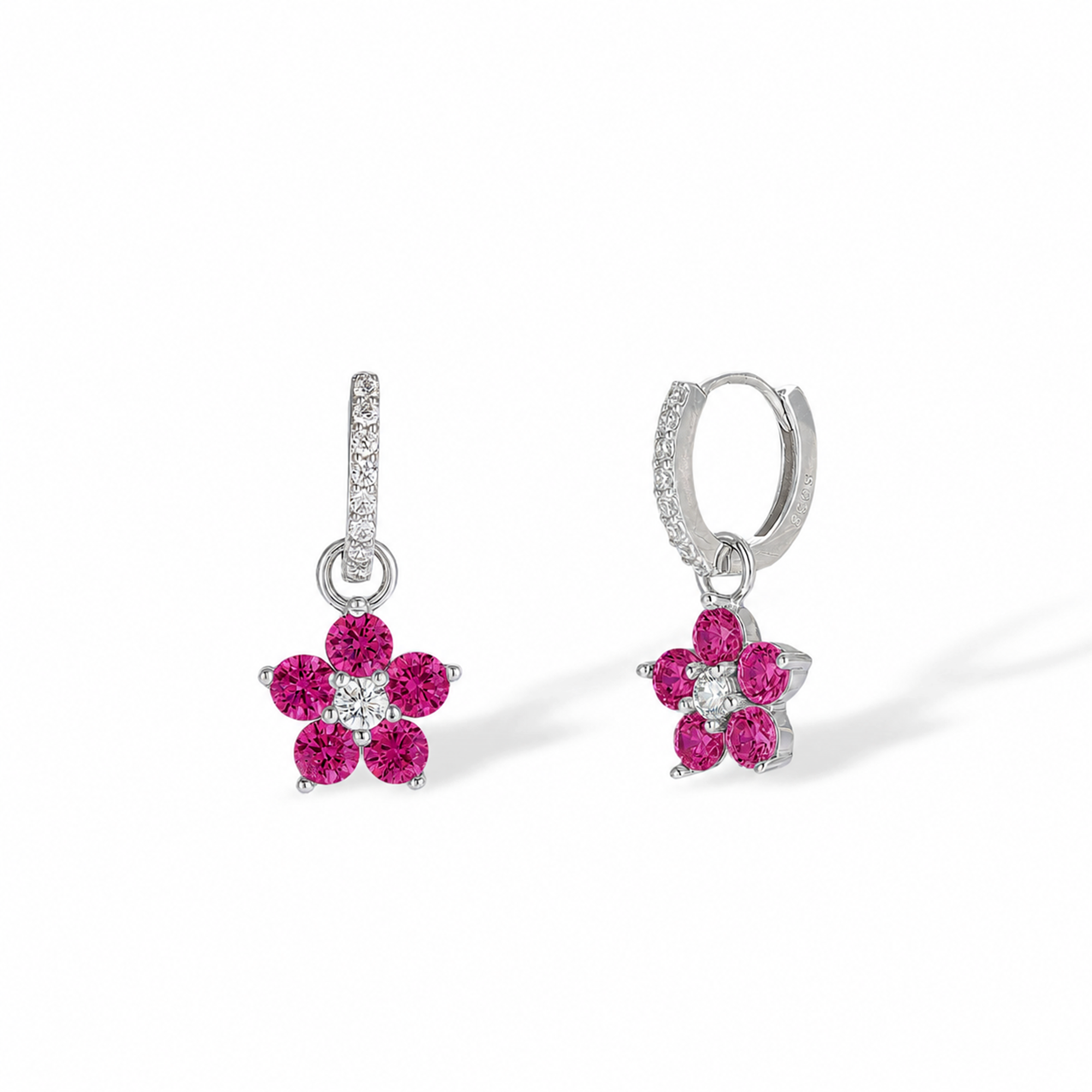 Bravoure White Floral Huggie Earrings
