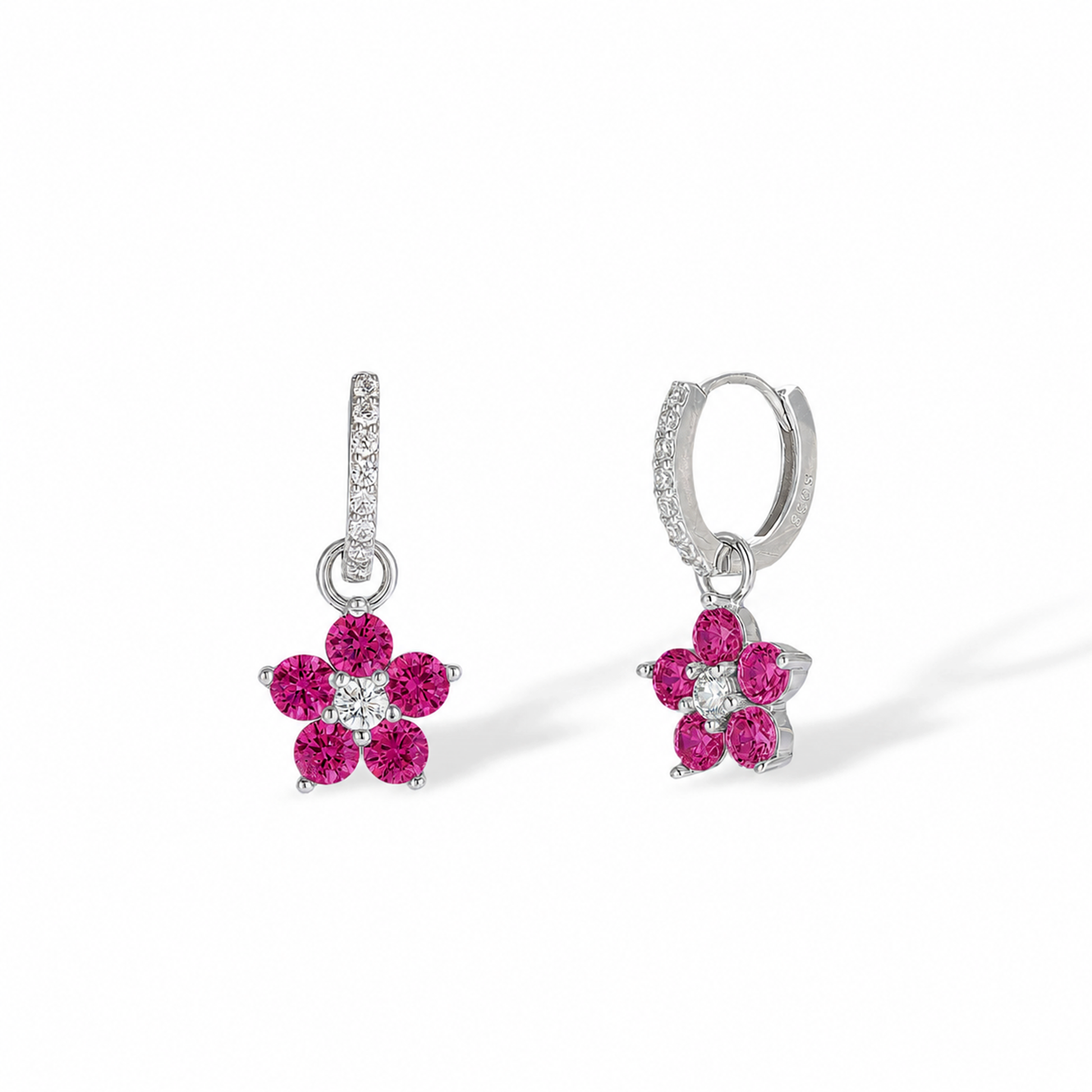 Bravoure White Floral Huggie Earrings