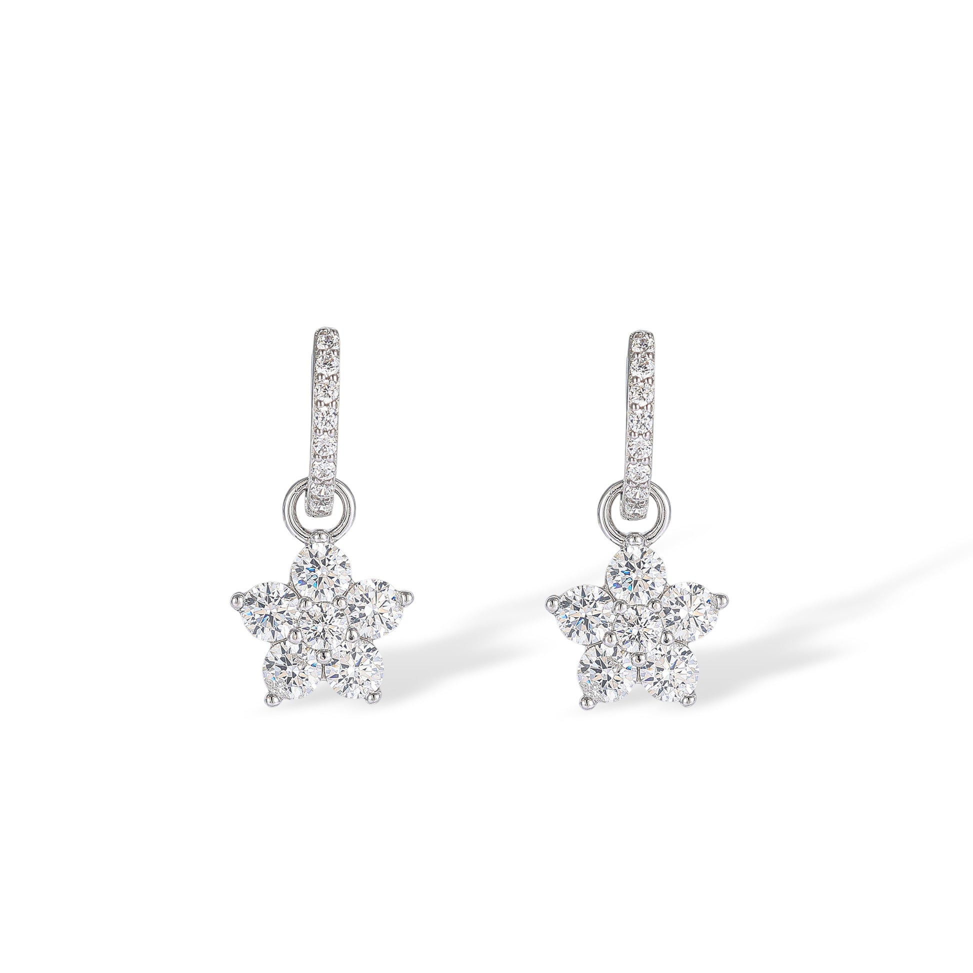 Bravoure White Floral Huggie Earrings