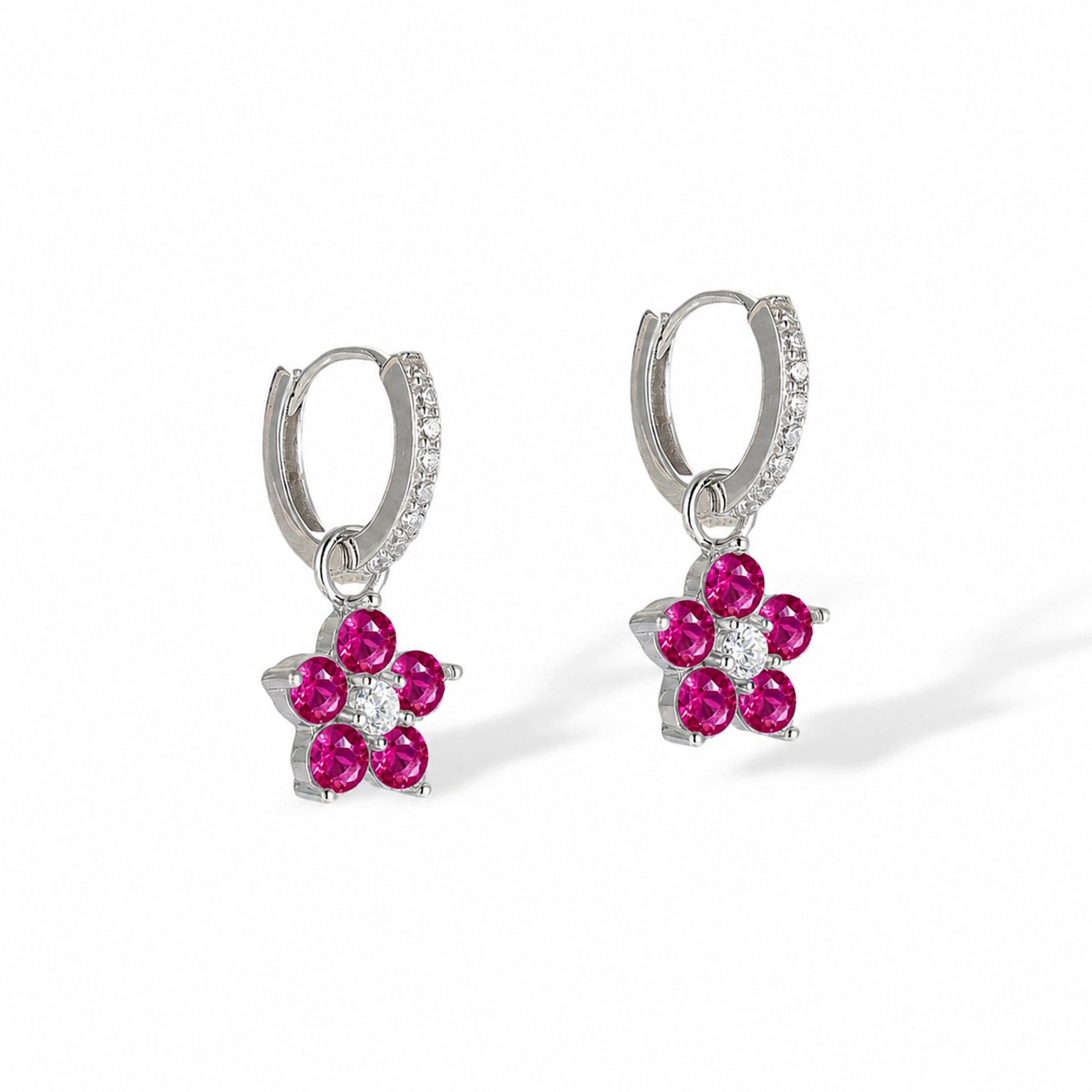 Bravoure White Floral Huggie Earrings