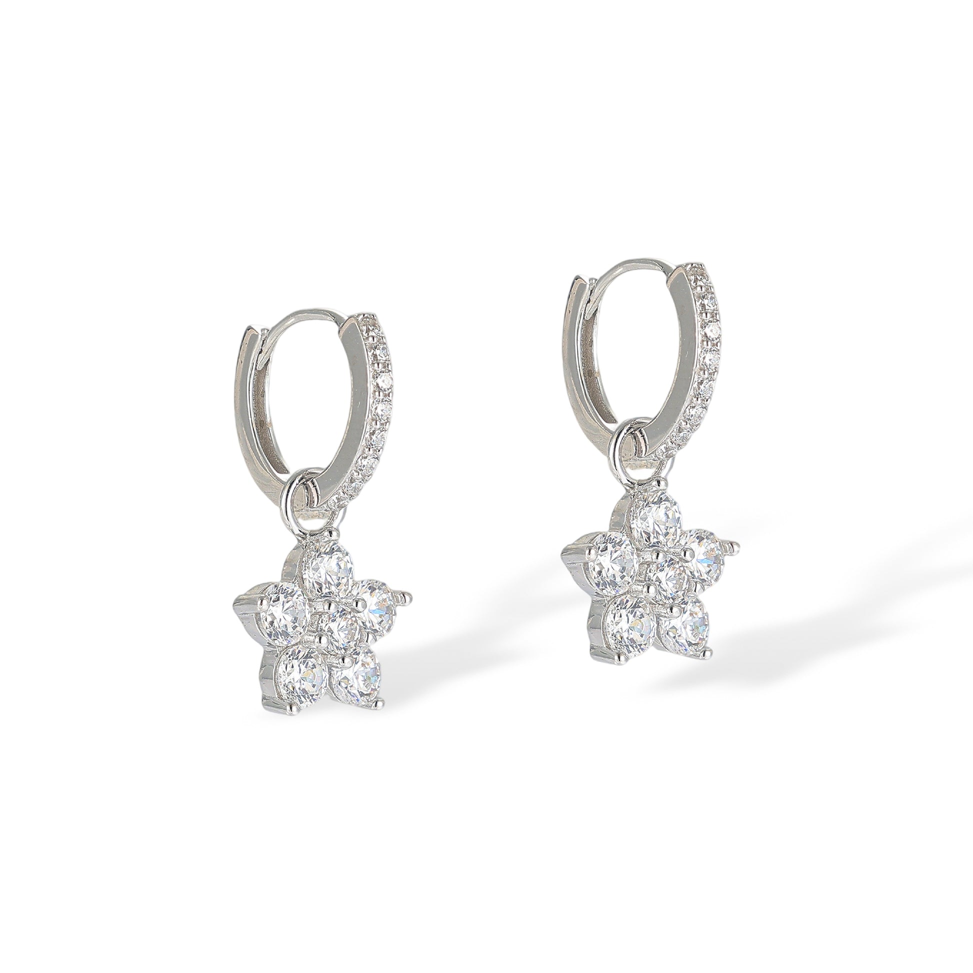 Bravoure White Floral Huggie Earrings