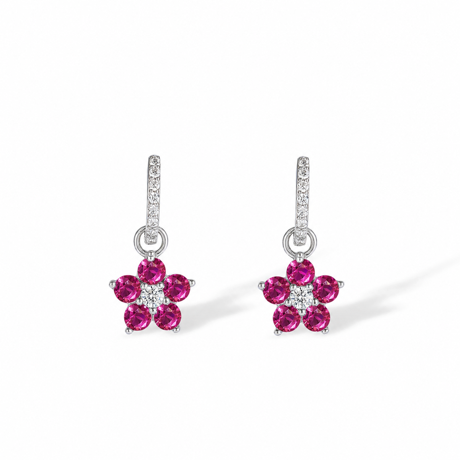Bravoure White Floral Huggie Earrings