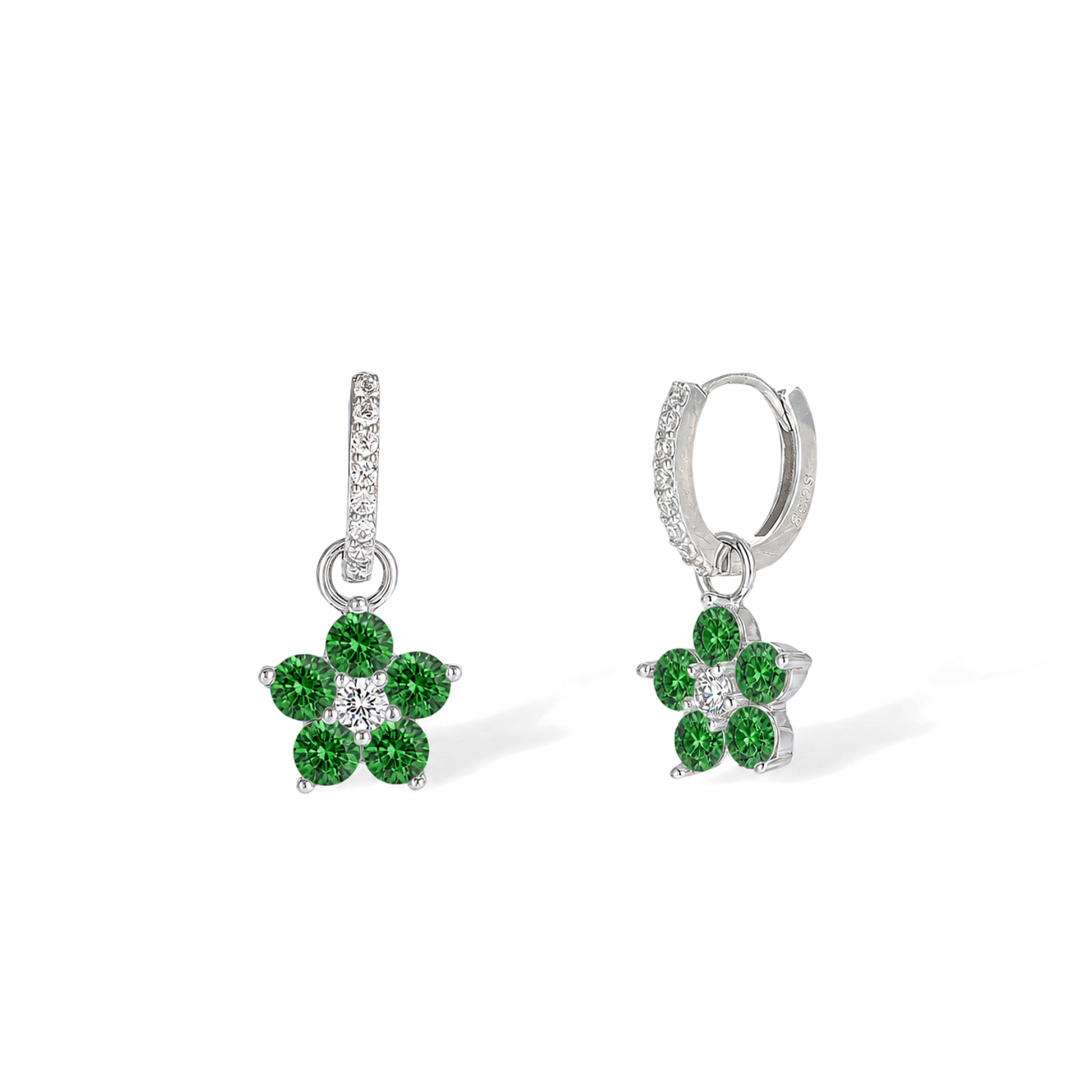 Bravoure White Floral Huggie Earrings