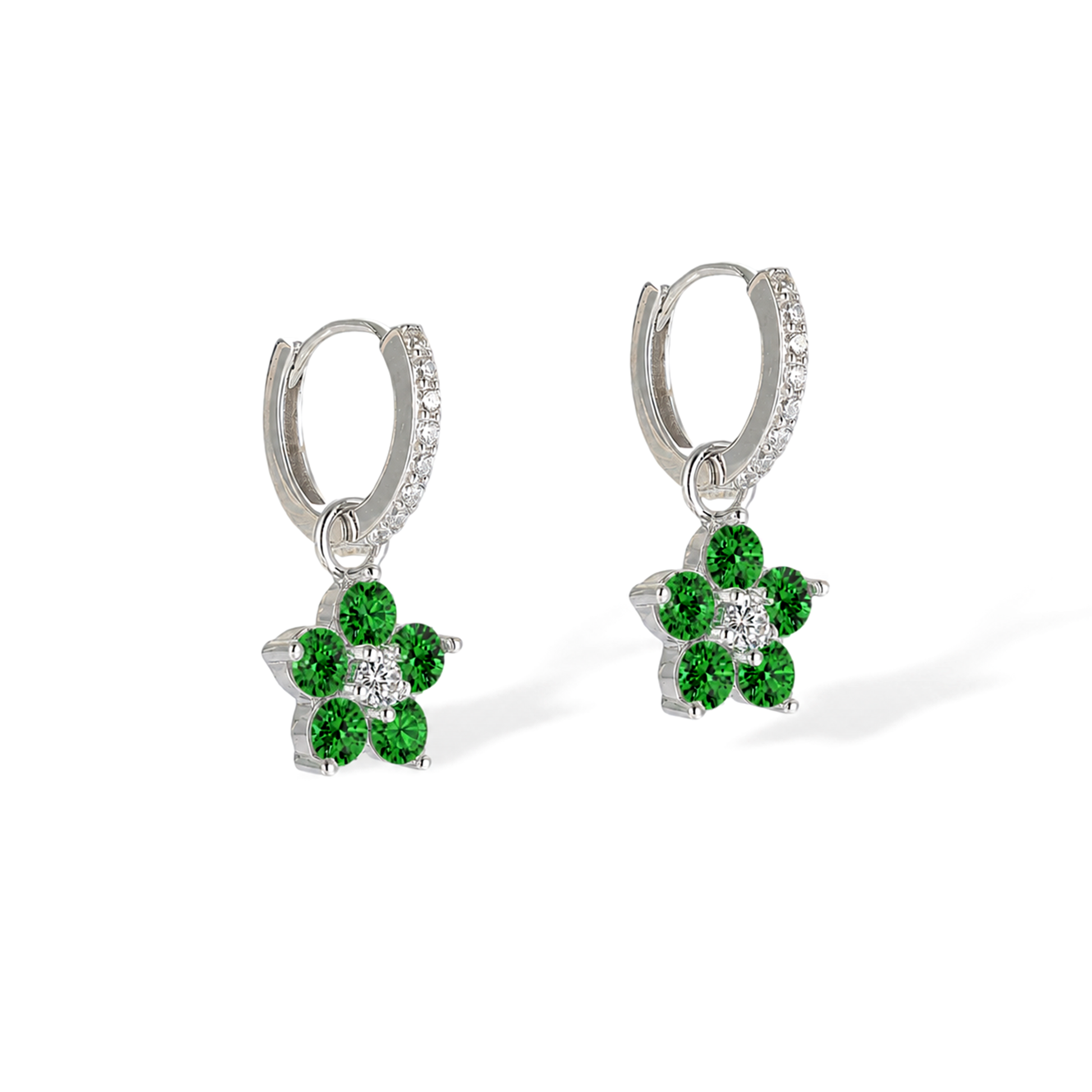 Bravoure White Floral Huggie Earrings