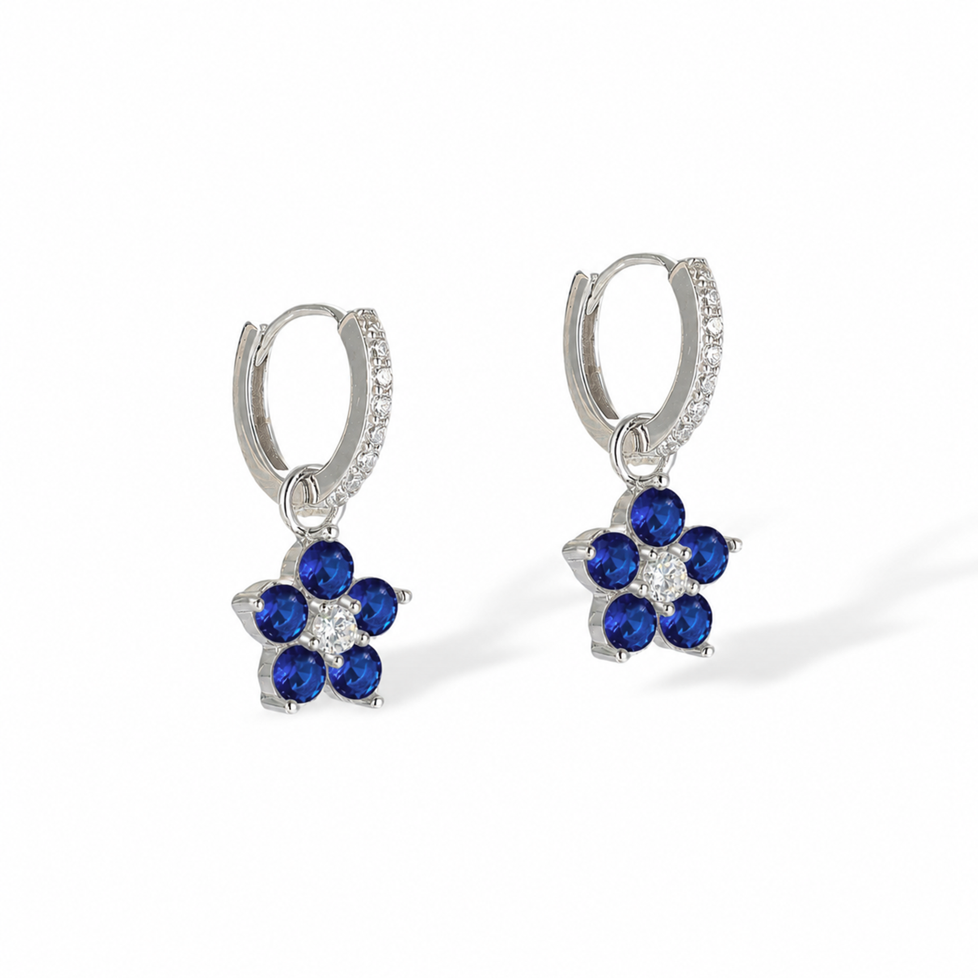 Bravoure White Floral Huggie Earrings