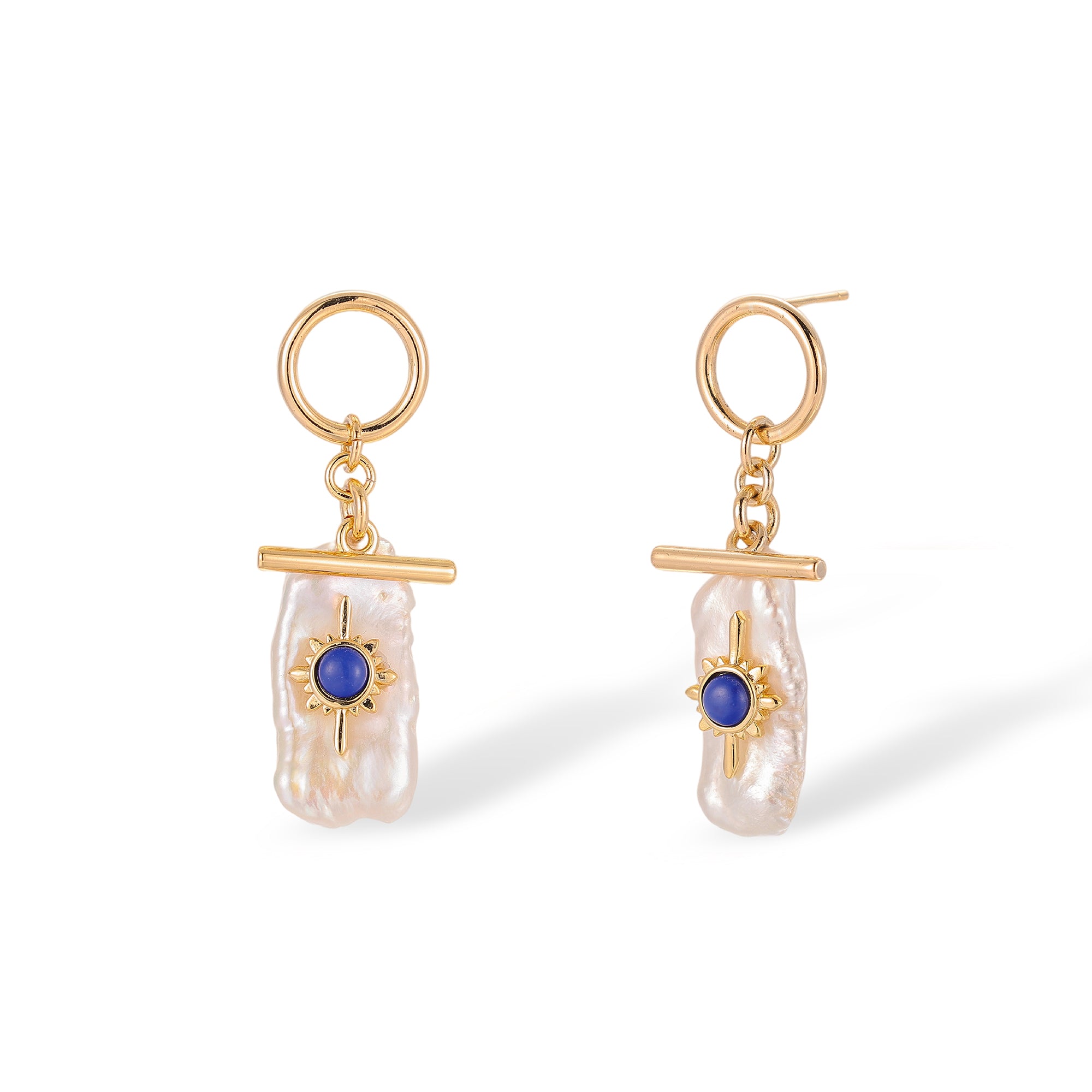 Brunehilde Lapis Lazuli Baroque Pearl Earrings