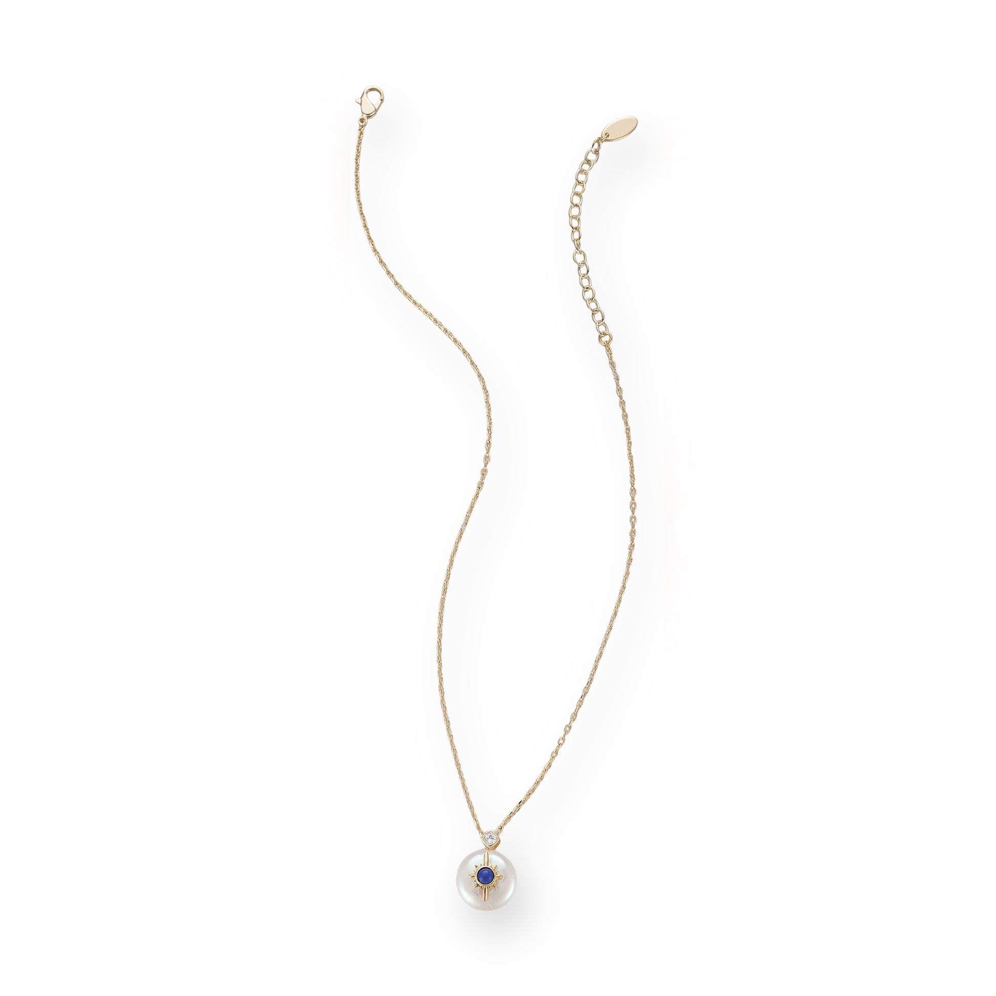 Brunehilde Navy Blue Lapis Lazuli Pearl Necklace