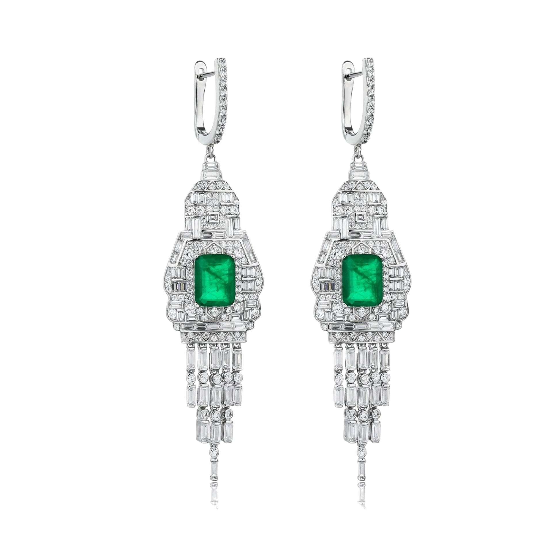 Brunelle Emerald Green Tassel Drop Earrings