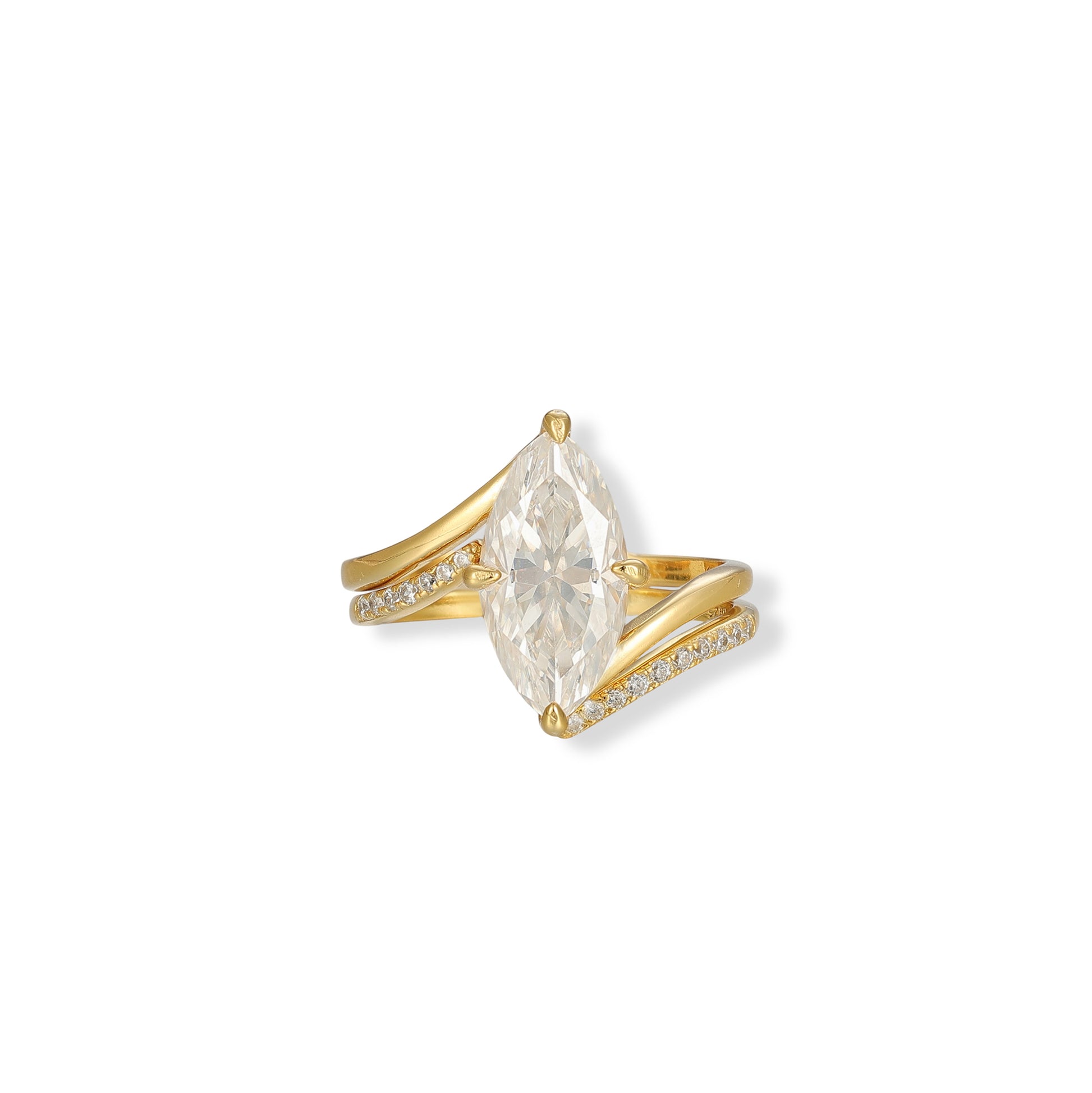 Brunlina 14K Gold Marquise Moissanite Ring Set