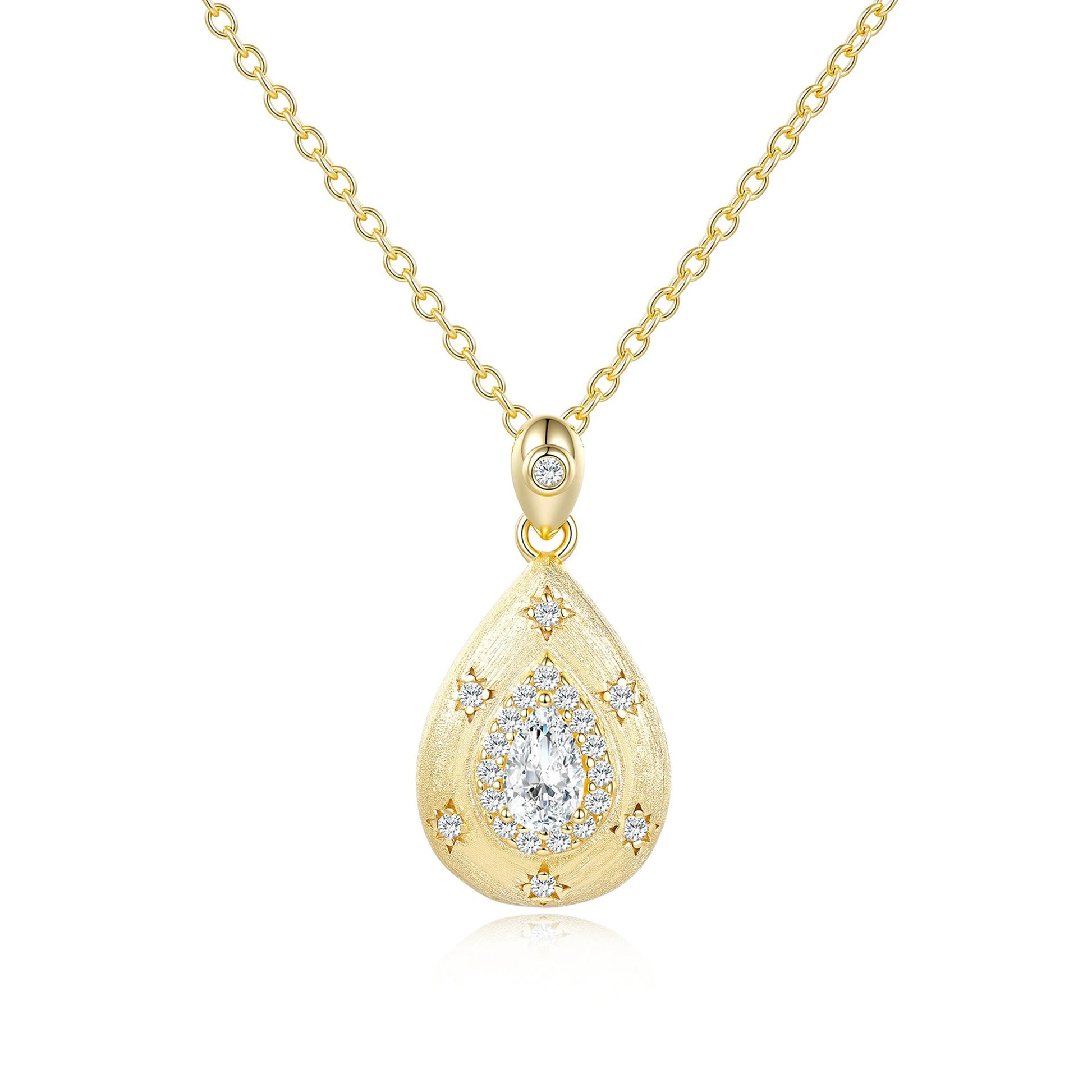 Brunrada 14K Gold Teardrop Star Moissanite Necklace
