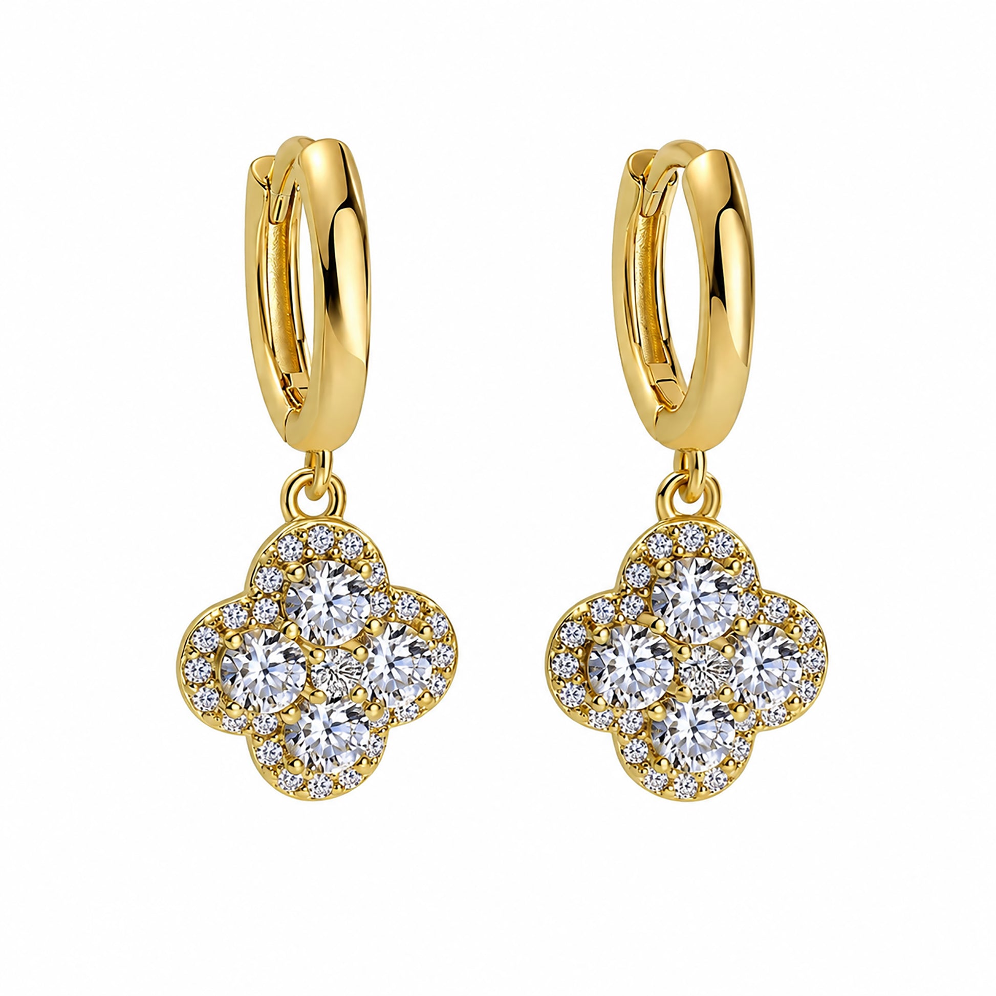 Brunswind 14K Gold Trèfle Moissanite Earrings