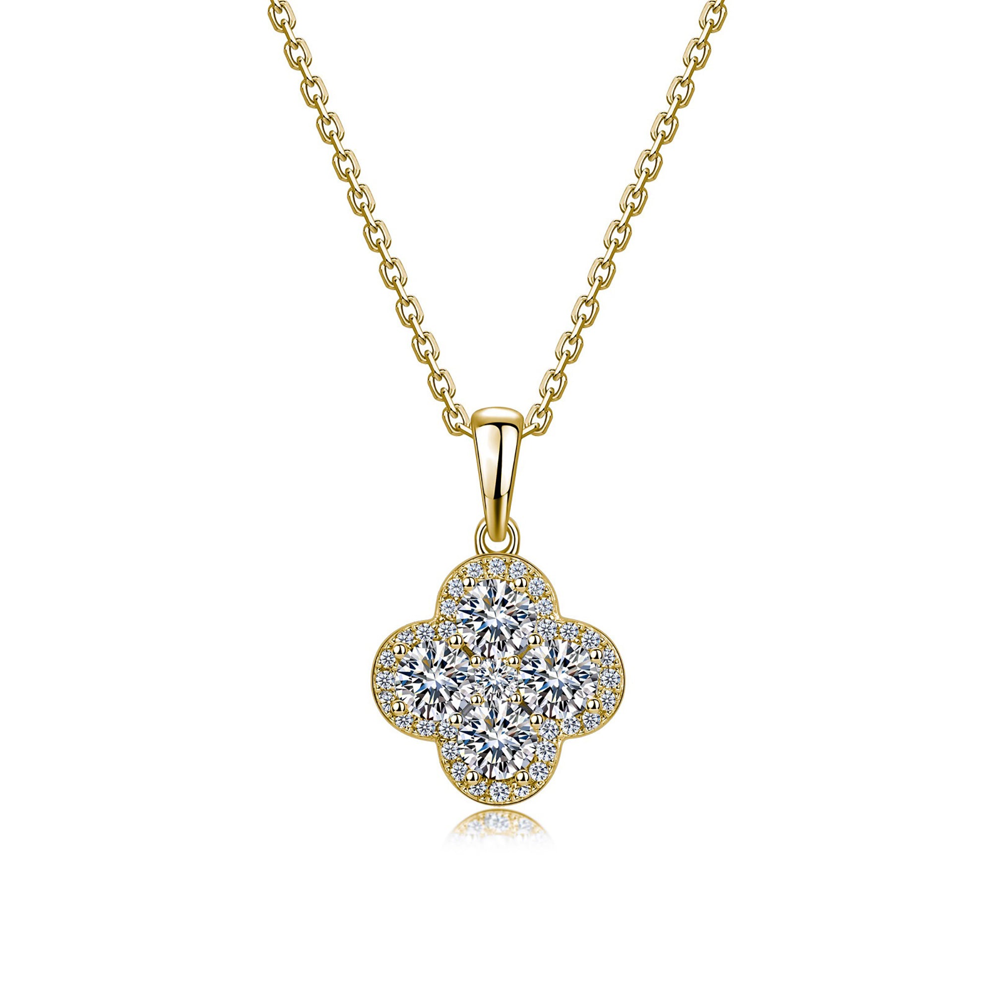 Brunswind 14K Gold Trèfle Moissanite Necklace