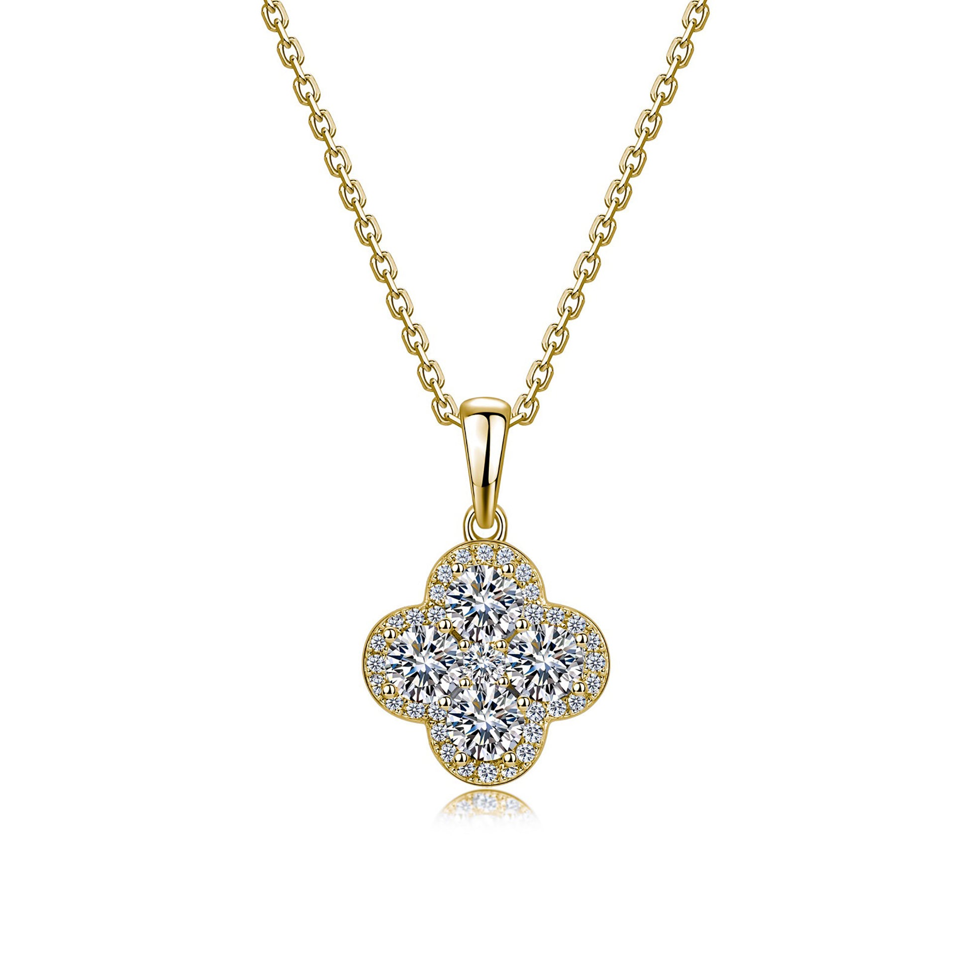 Brunswind 14K Gold Trèfle Moissanite Necklace