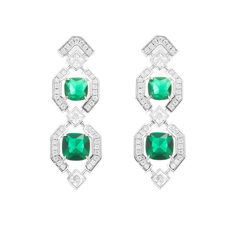 Bruntraud Green Cushion Earrings