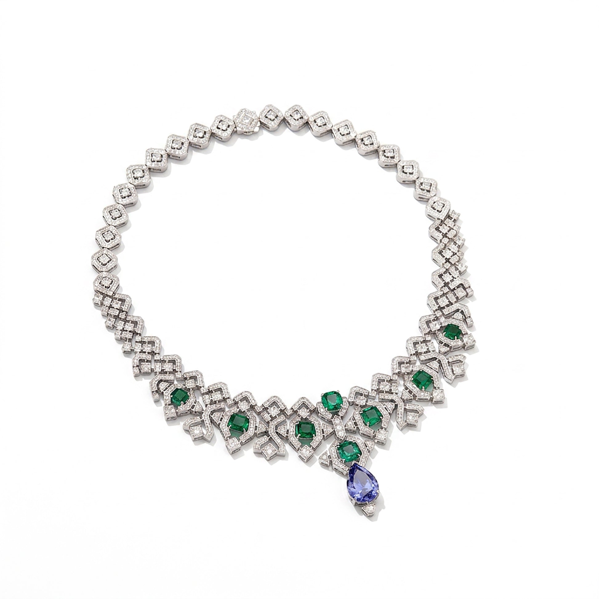 Bruntraud Green Cushion Teardrop Necklace