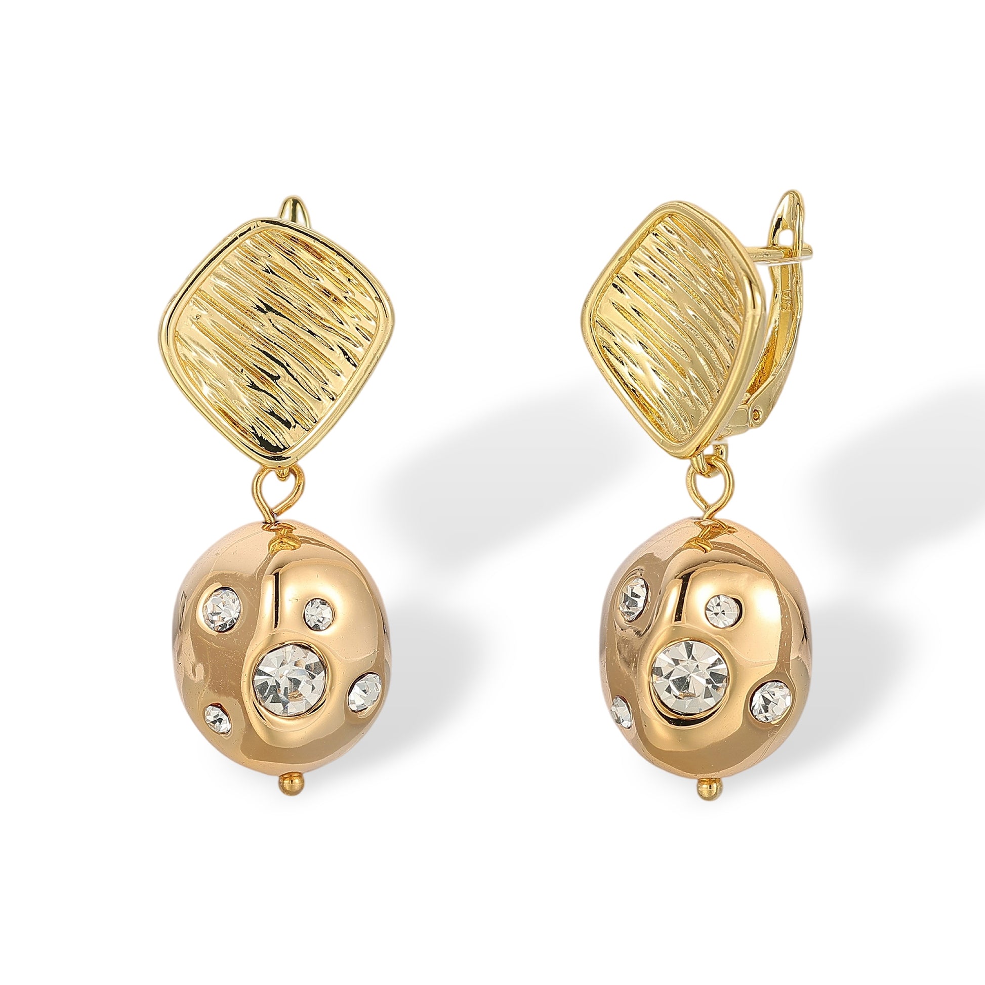 Bruntrud 14K Gold Irregular Sphere Drop Earrings