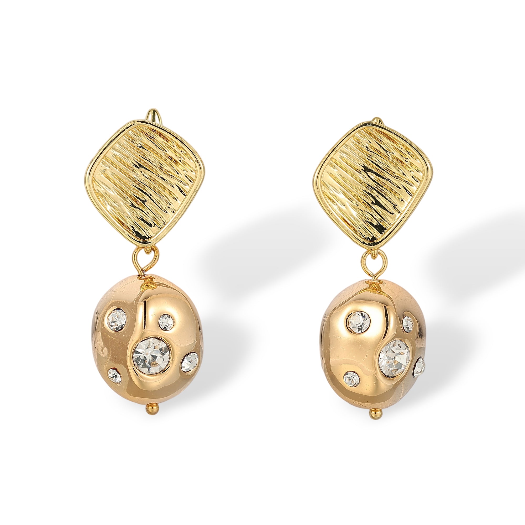 Bruntrud 14K Gold Irregular Sphere Drop Earrings