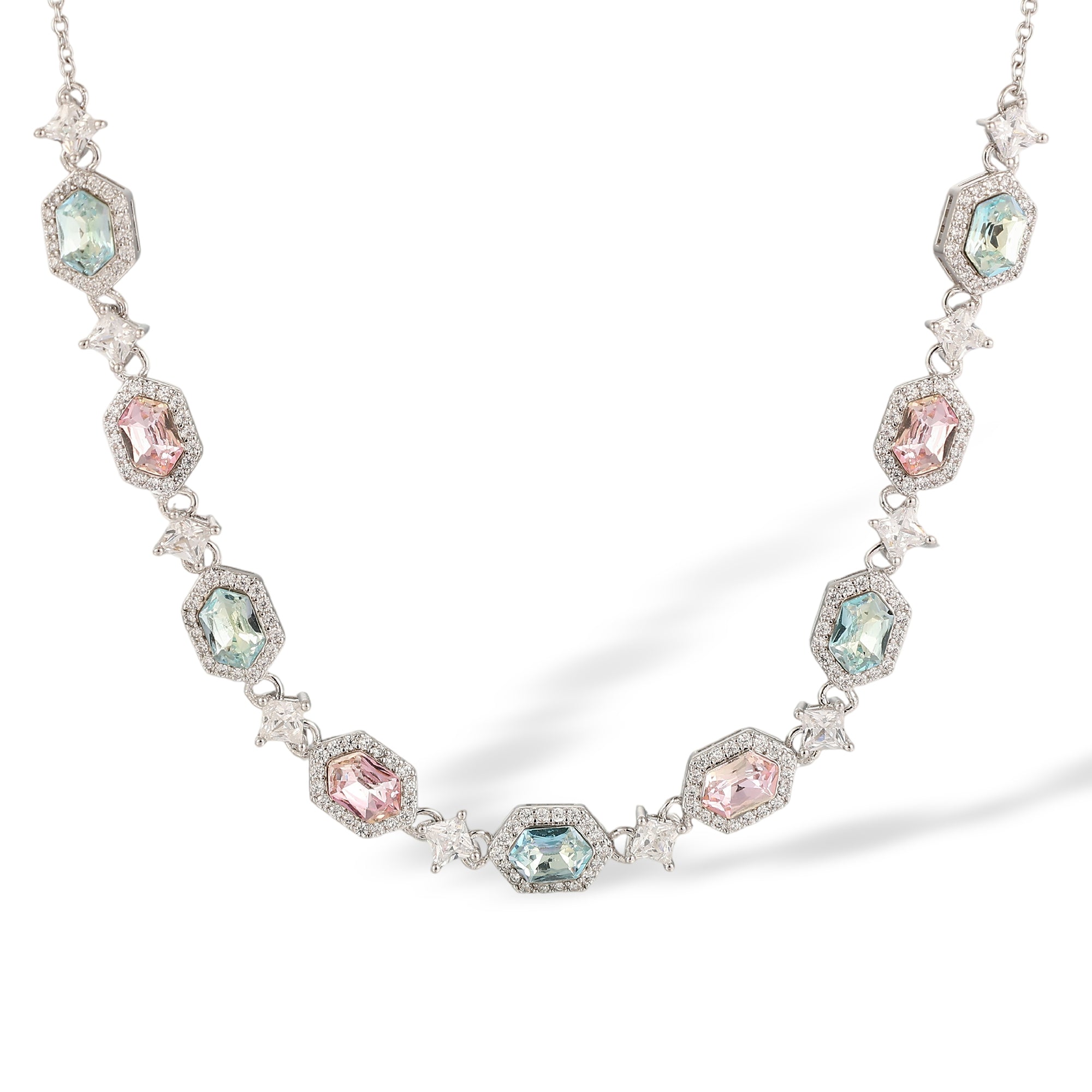 Brunvine Multicolor Hexagon Choker Necklace