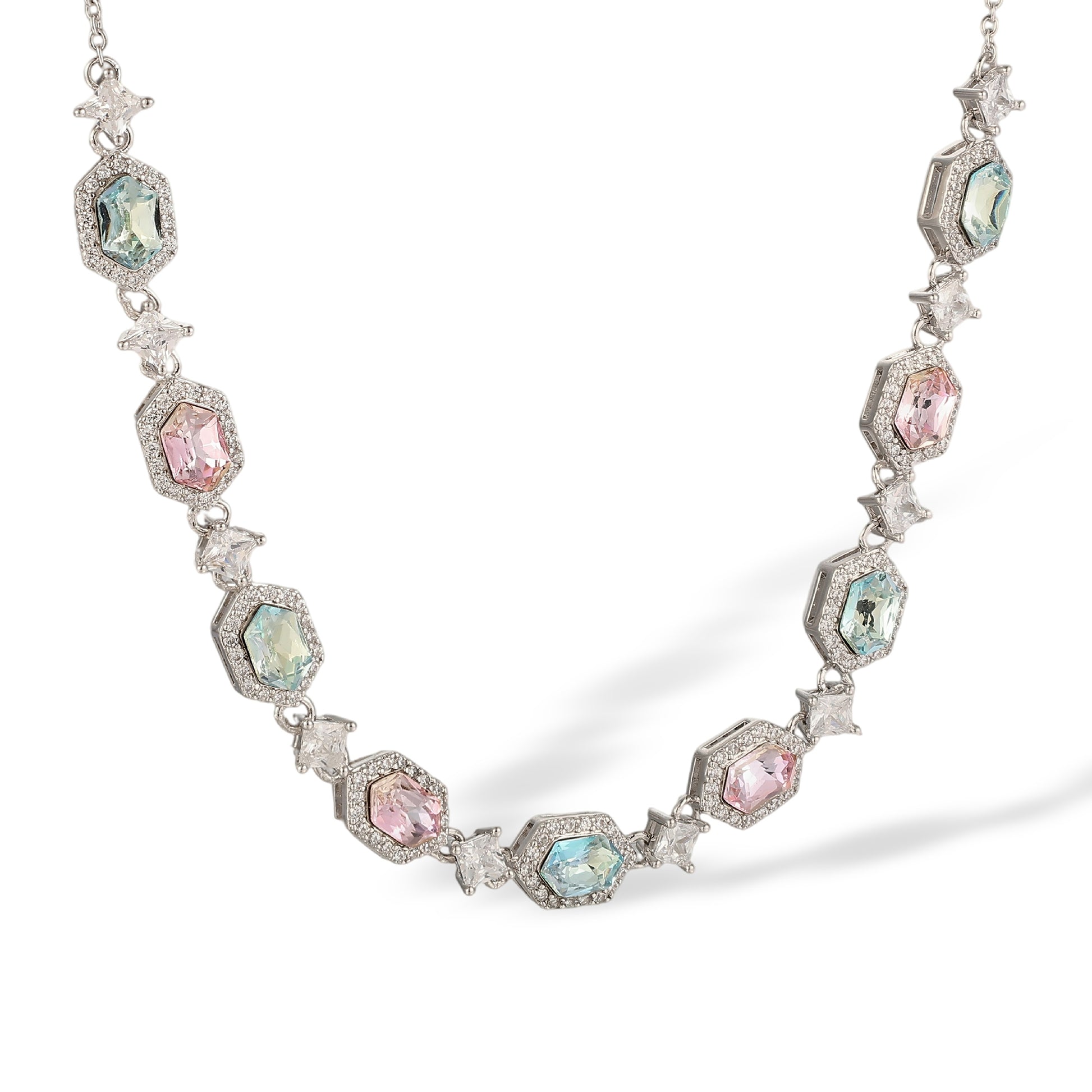 Brunvine Multicolor Hexagon Choker Necklace