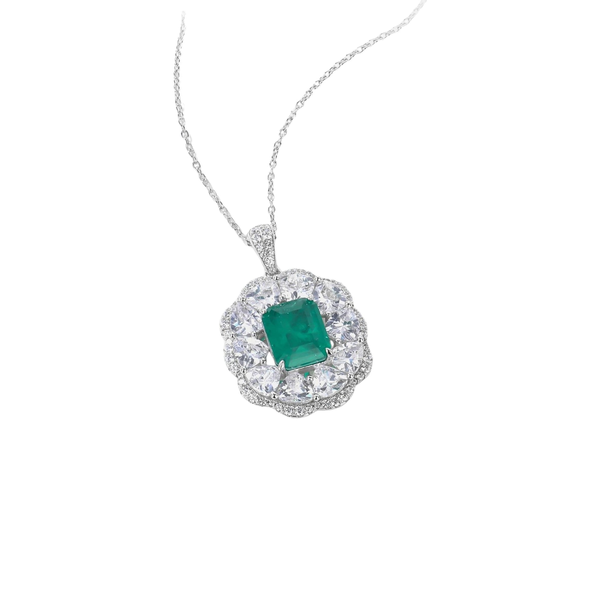 Cadence Emerald Green Cushion Necklace
