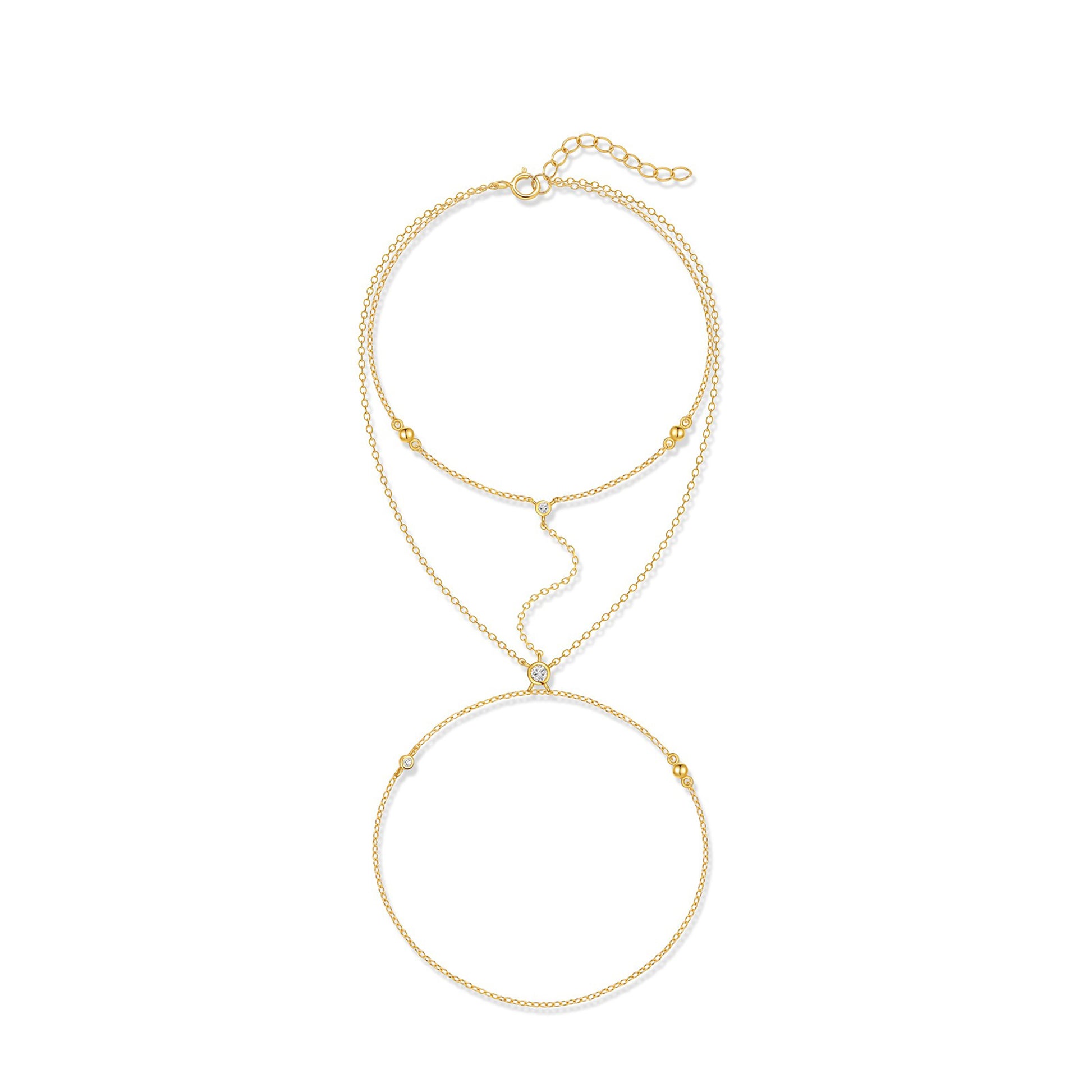 Caja 14K Gold Dual-Layer Linked Finger Bracelet