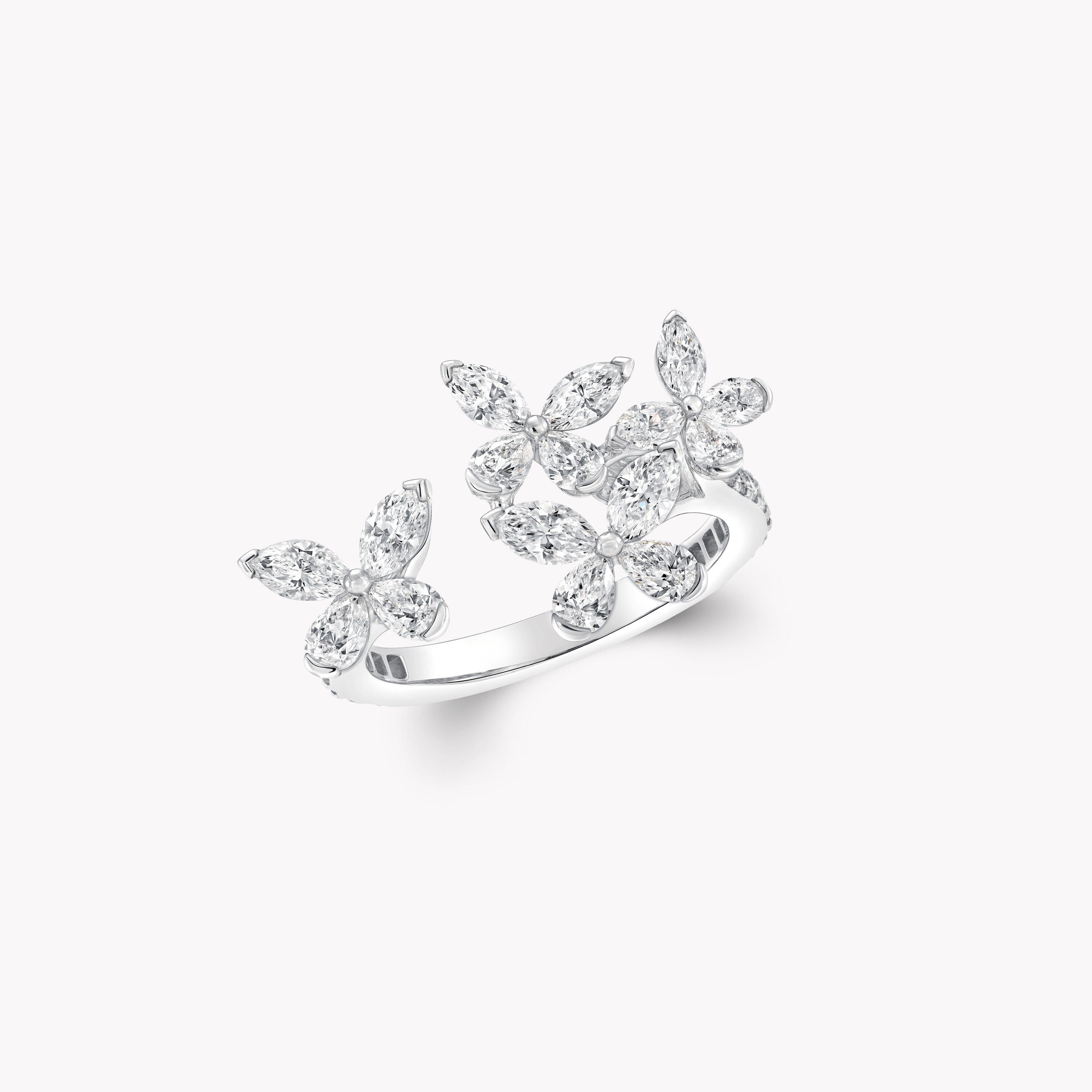 Caprice White Butterfly Open Ring