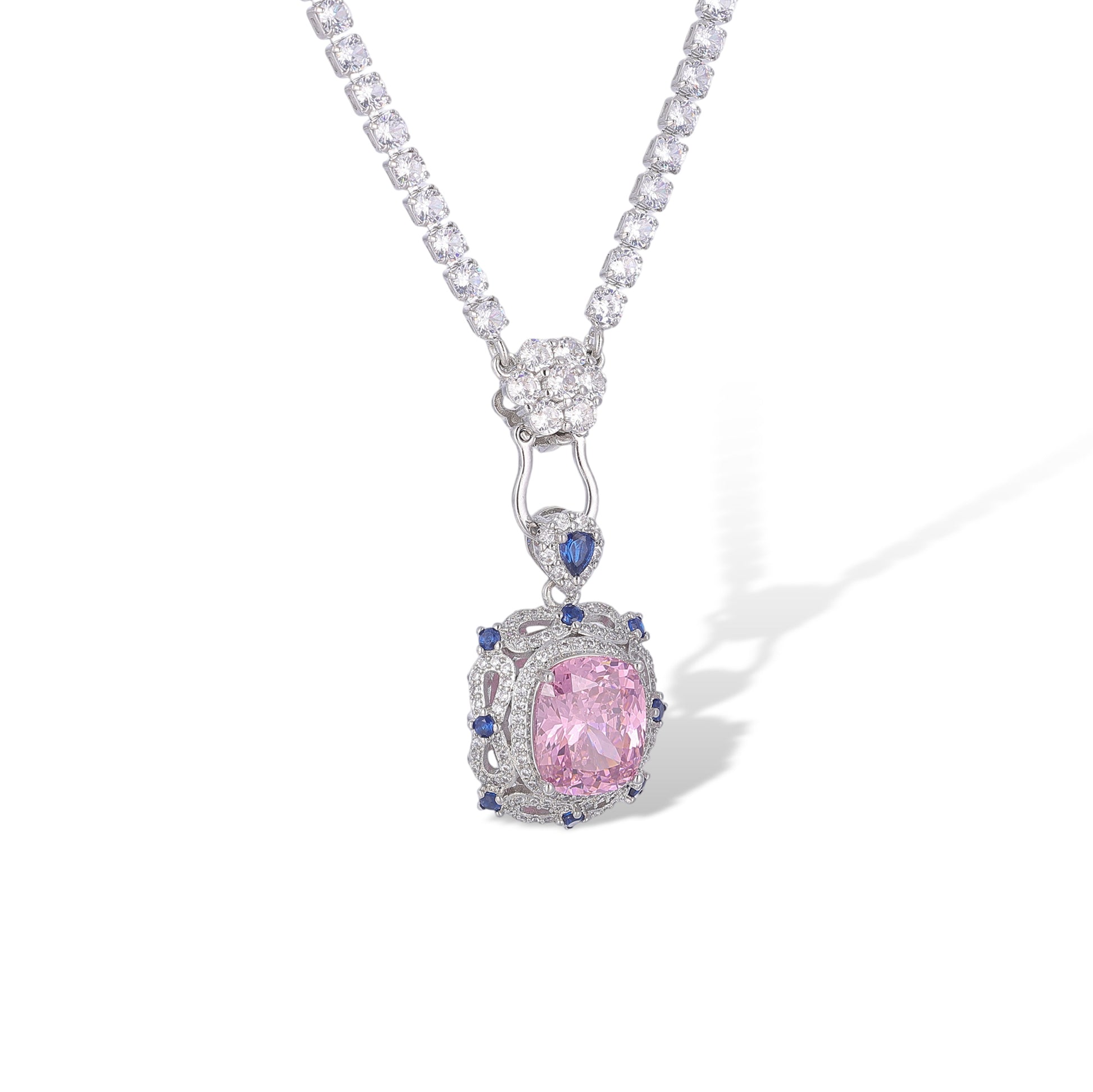Carina Pink Cushion Pendant Necklace