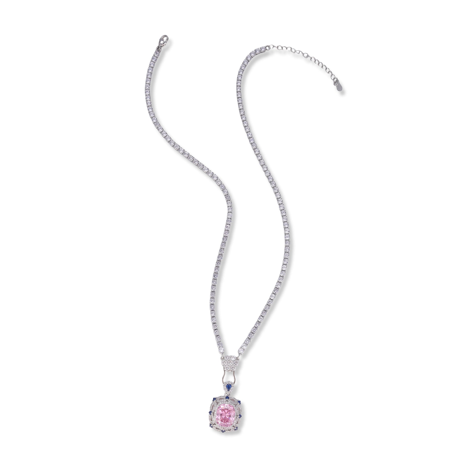 Carina Pink Cushion Pendant Necklace