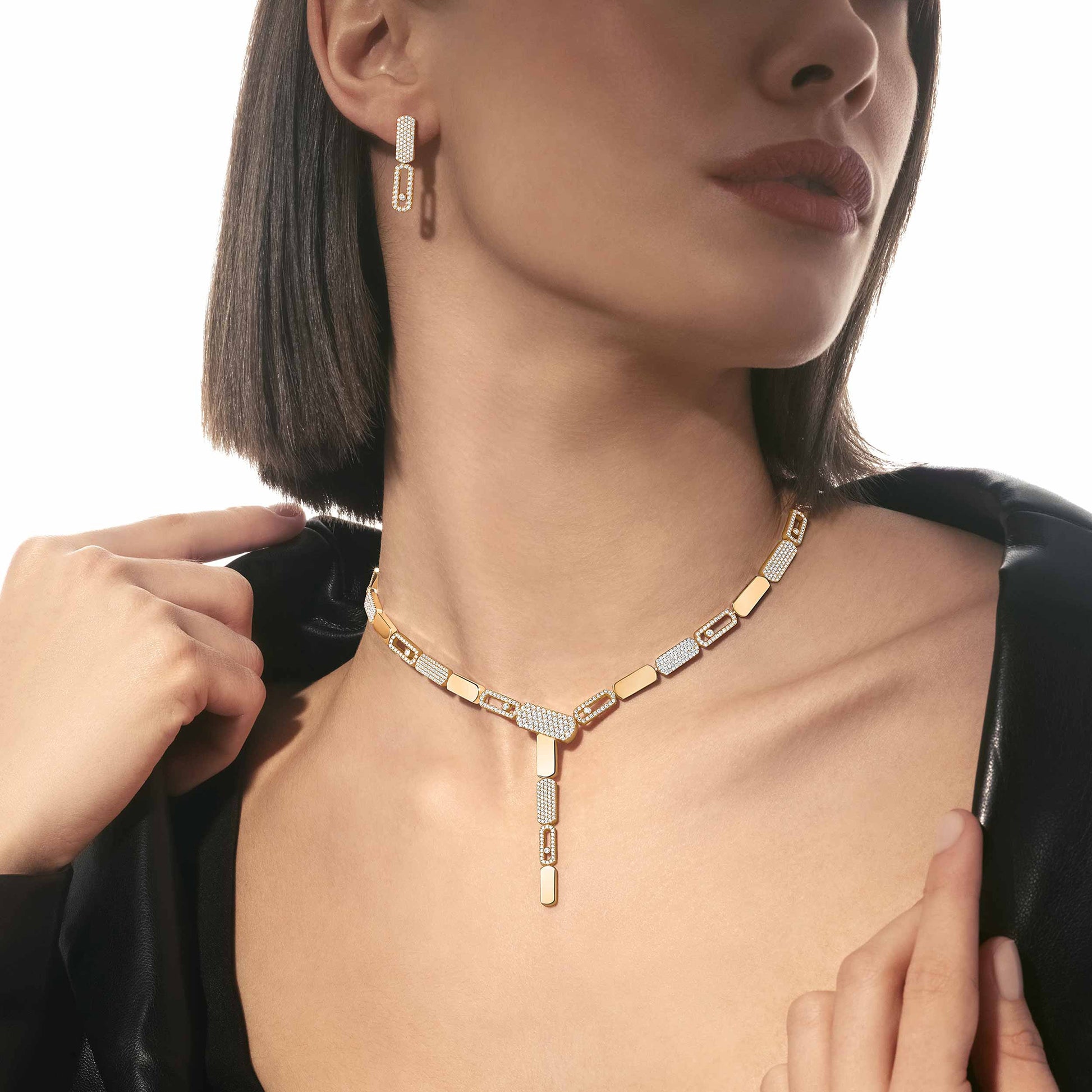 Carlotta 14K Yellow Gold Geometric Hollow Links Necklace