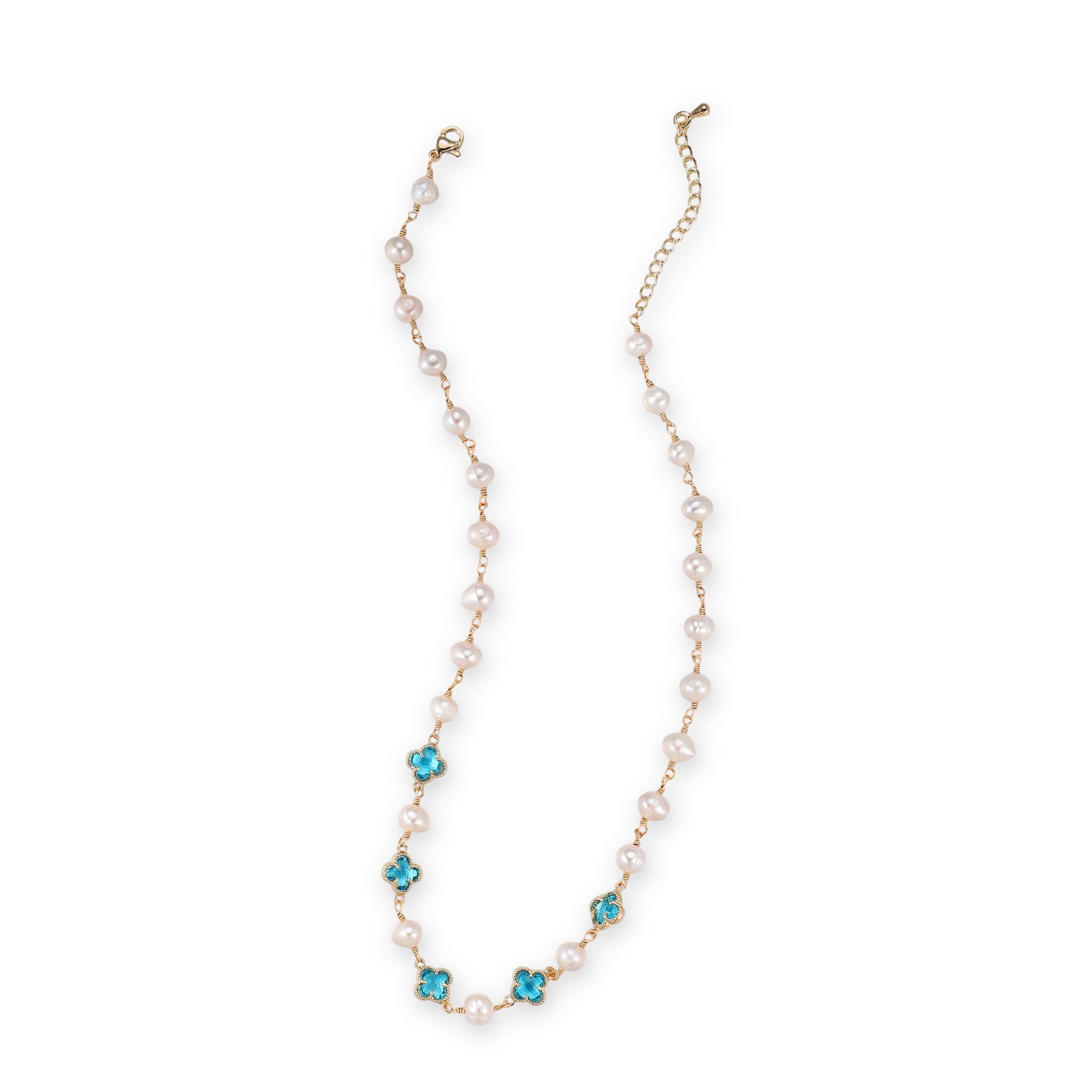 Caroberte 14K Gold Pearl Trèfle Necklace