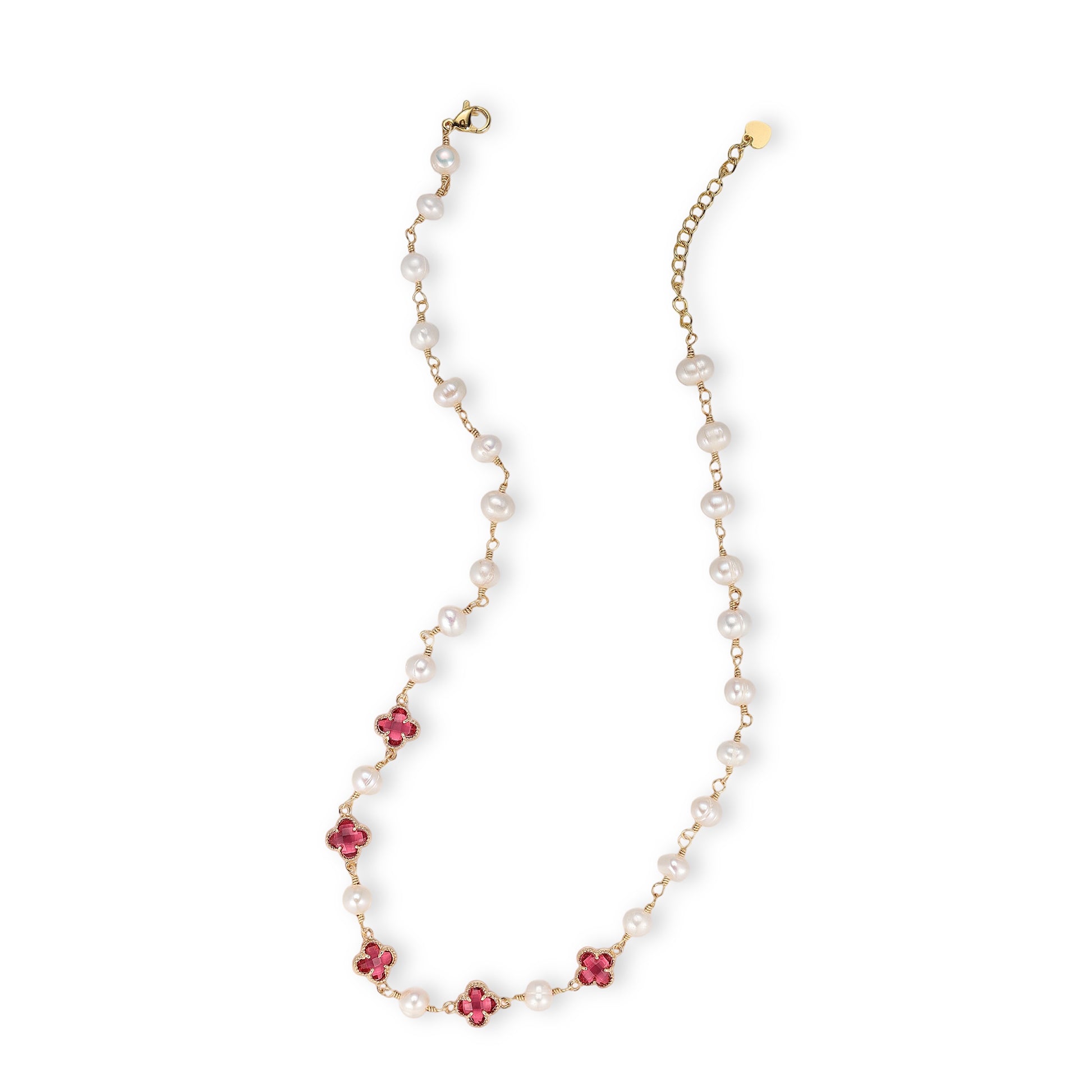 Caroberte 14K Gold Pearl Trèfle Necklace