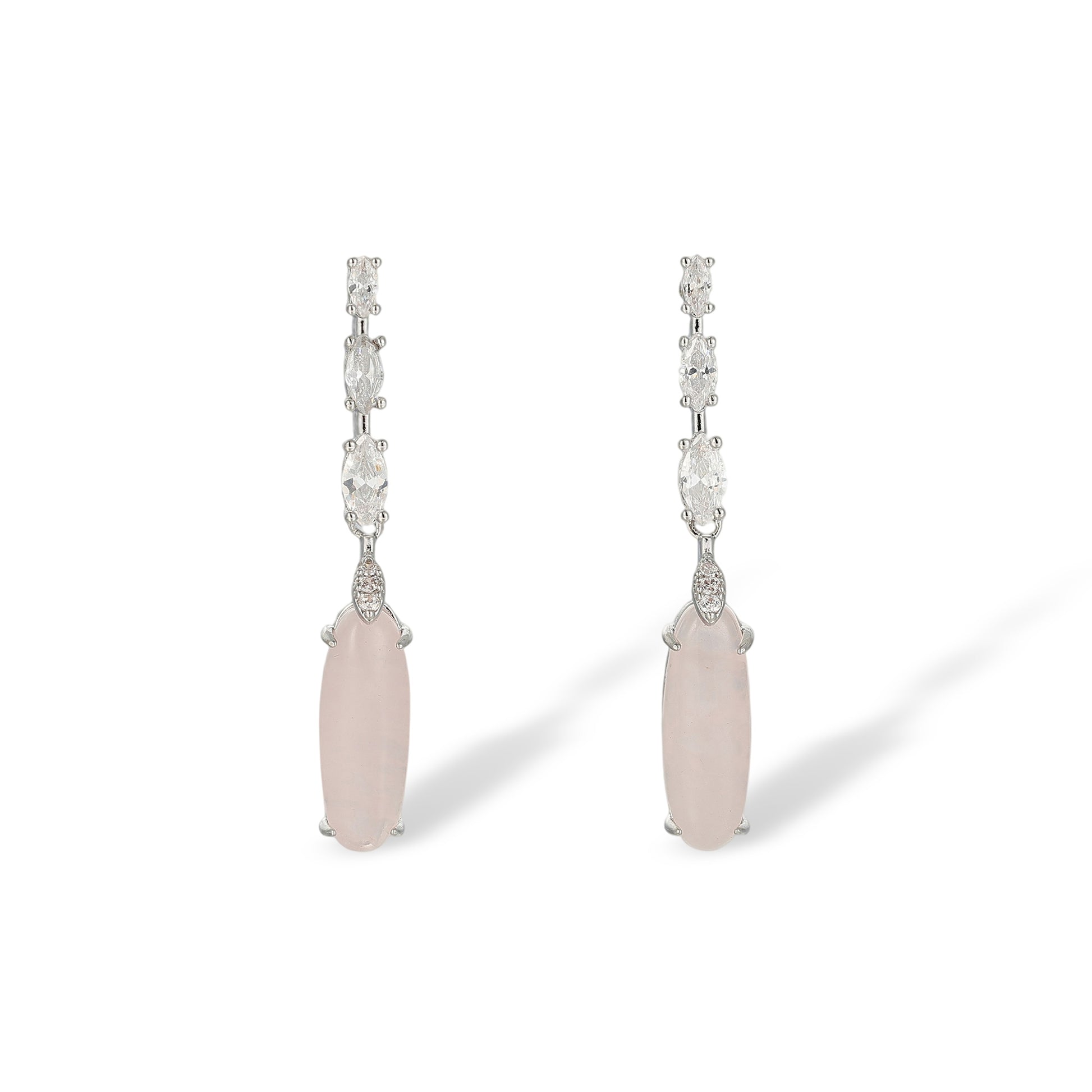 Carolin Elongated Oval Natural Stone Drop Earrings