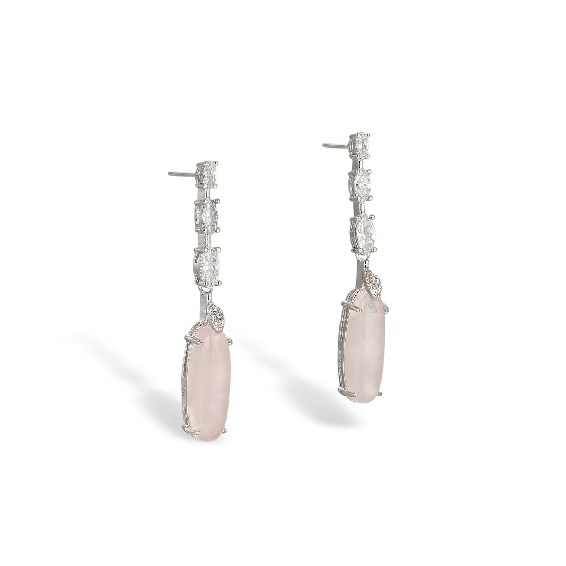 Carolin Elongated Oval Natural Stone Drop Earrings