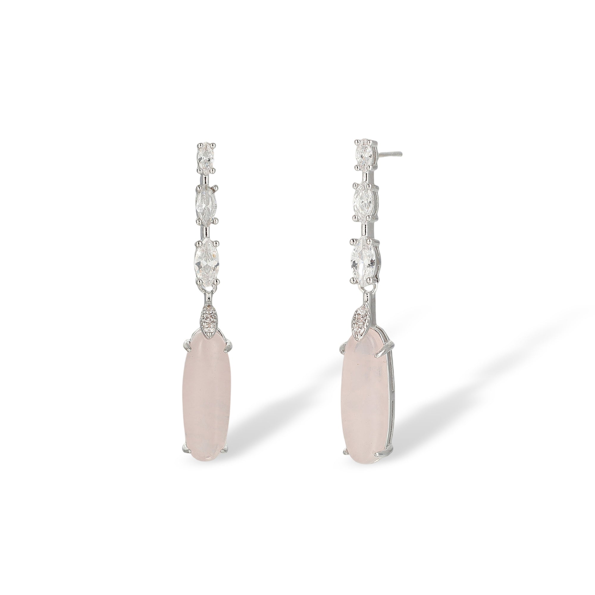 Carolin Elongated Oval Natural Stone Drop Earrings