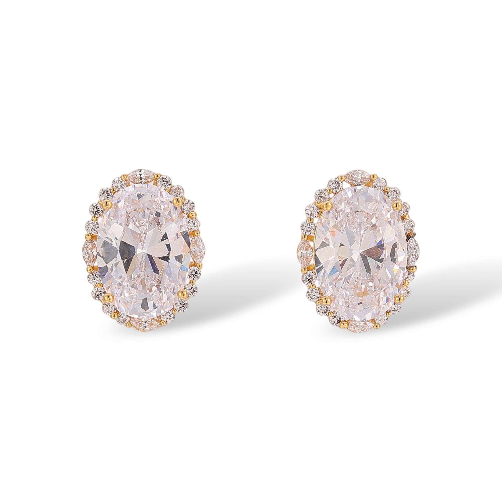 Carolina 14K Gold Oval Stud Earrings