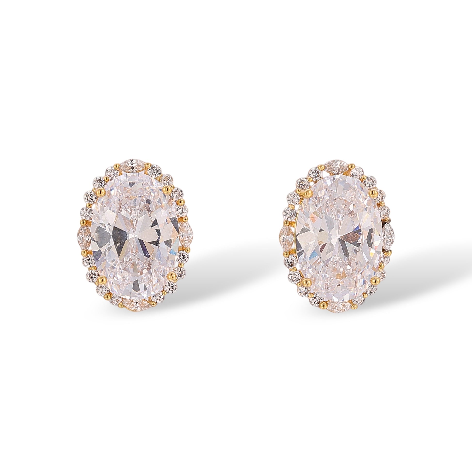 Carolina 14K Gold Oval Stud Earrings