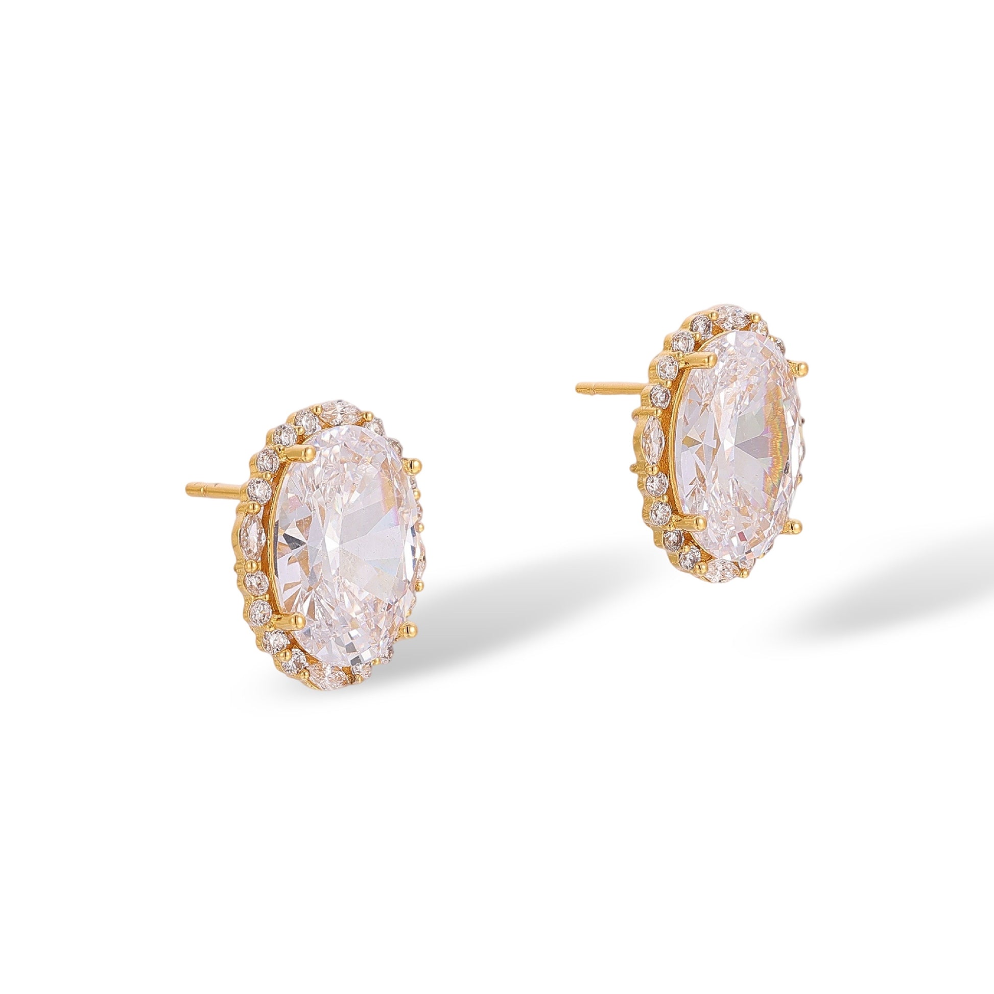 Carolina 14K Gold Oval Stud Earrings