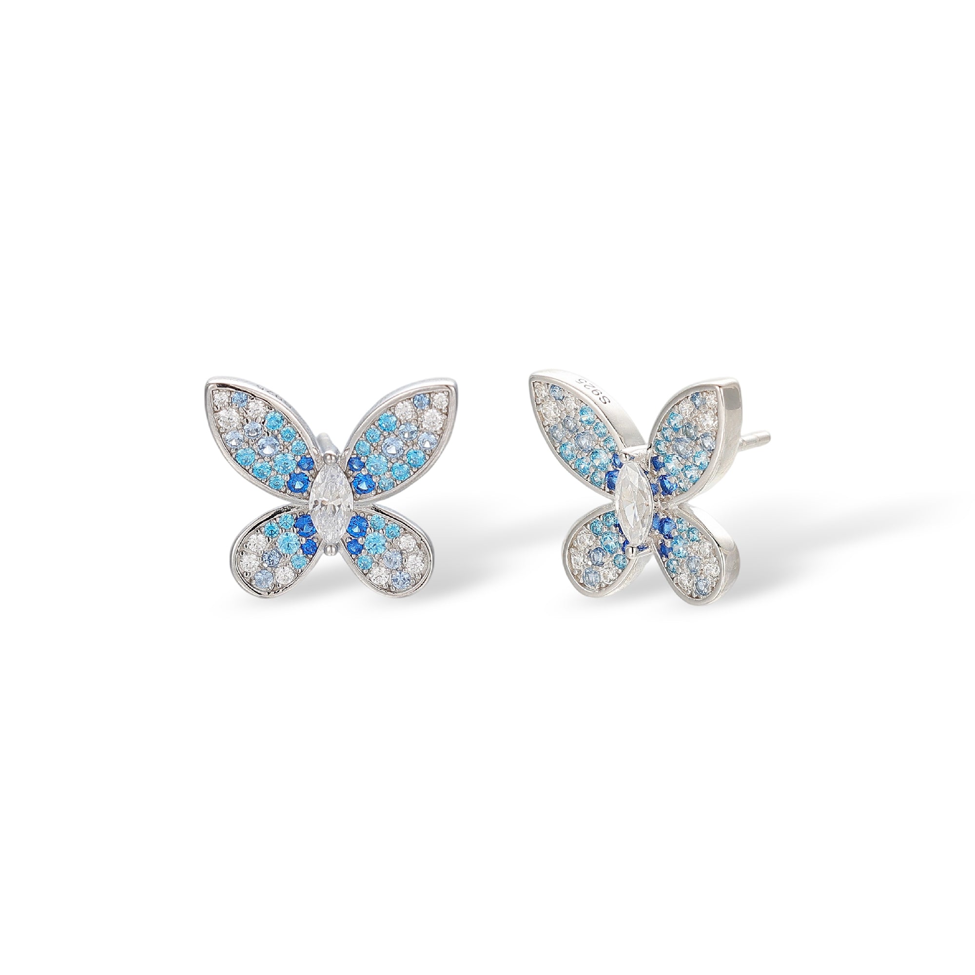 Catrin Blue Butterfly Stud Earrings