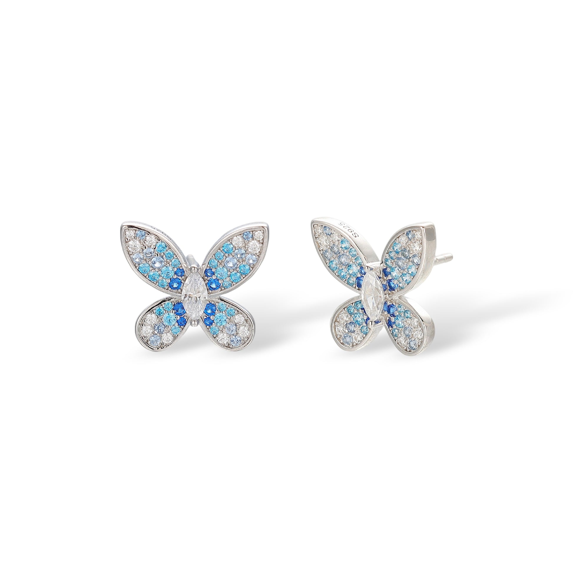 Catrin Blue Butterfly Stud Earrings