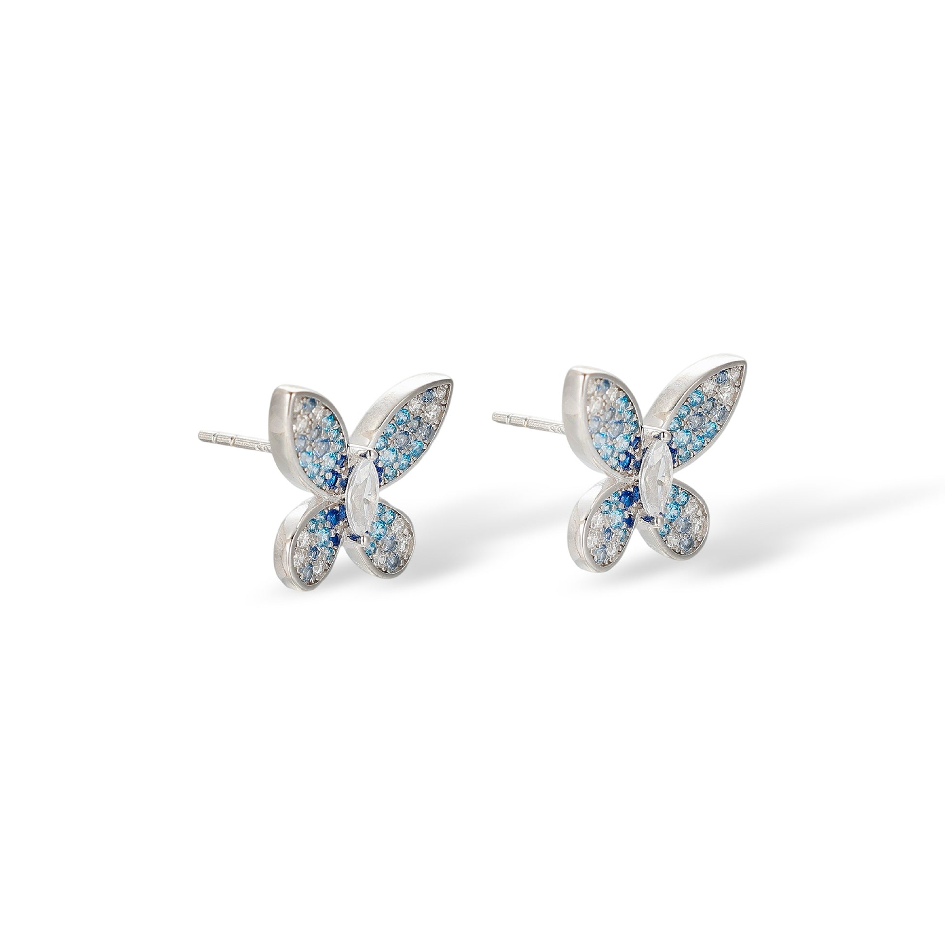 Catrin Blue Butterfly Stud Earrings