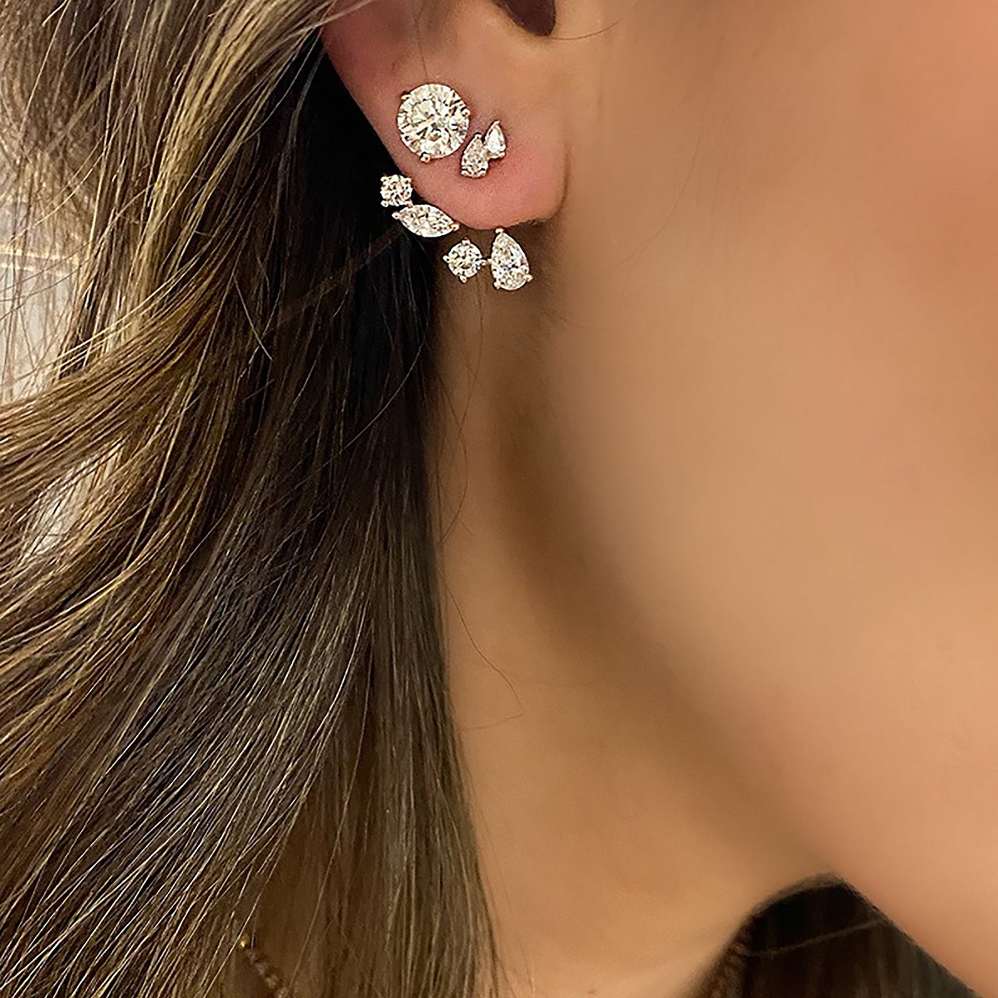 Célimène 18K Gold Mixed Shape Stud Earrings