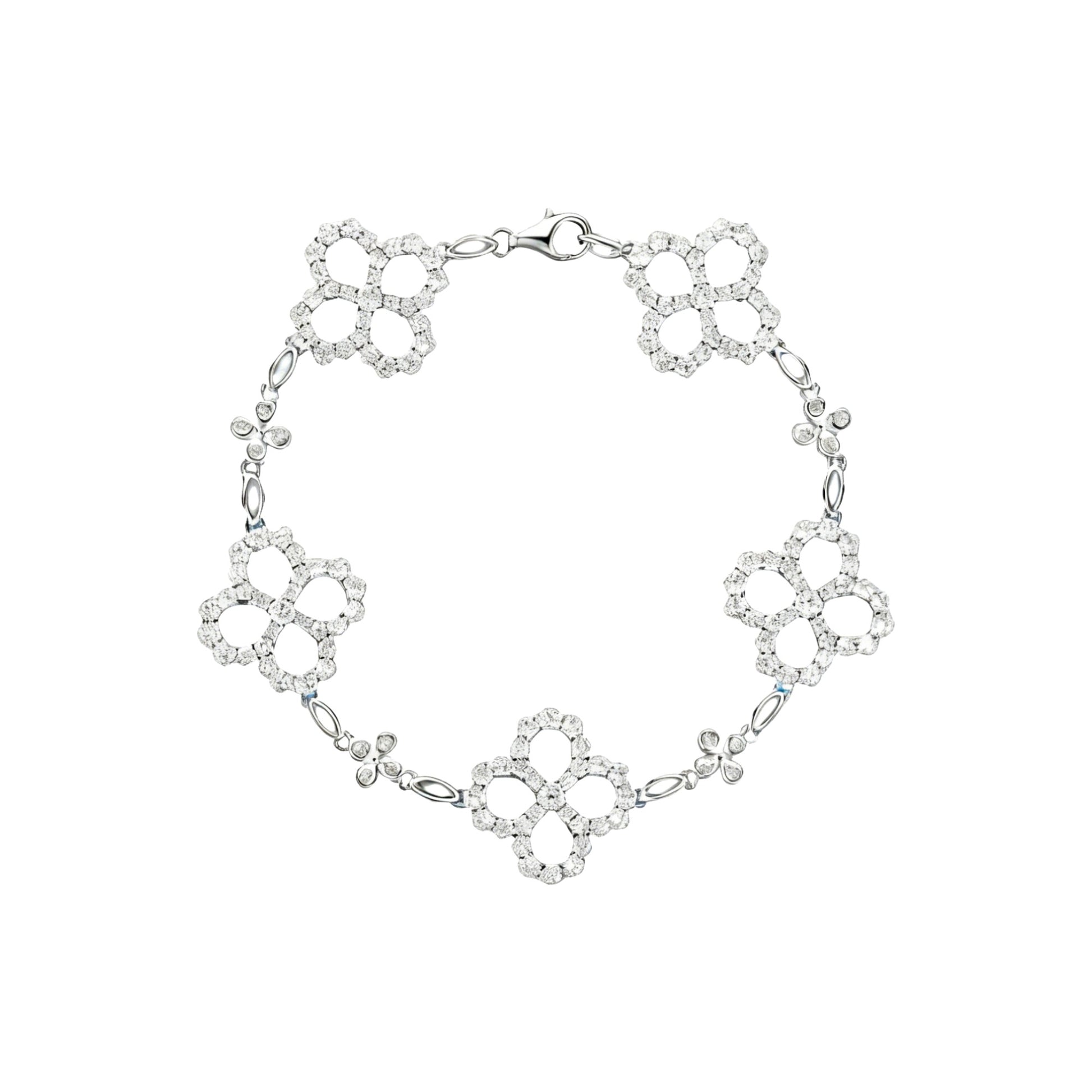 Célina White Trèfle Floral Bracelet