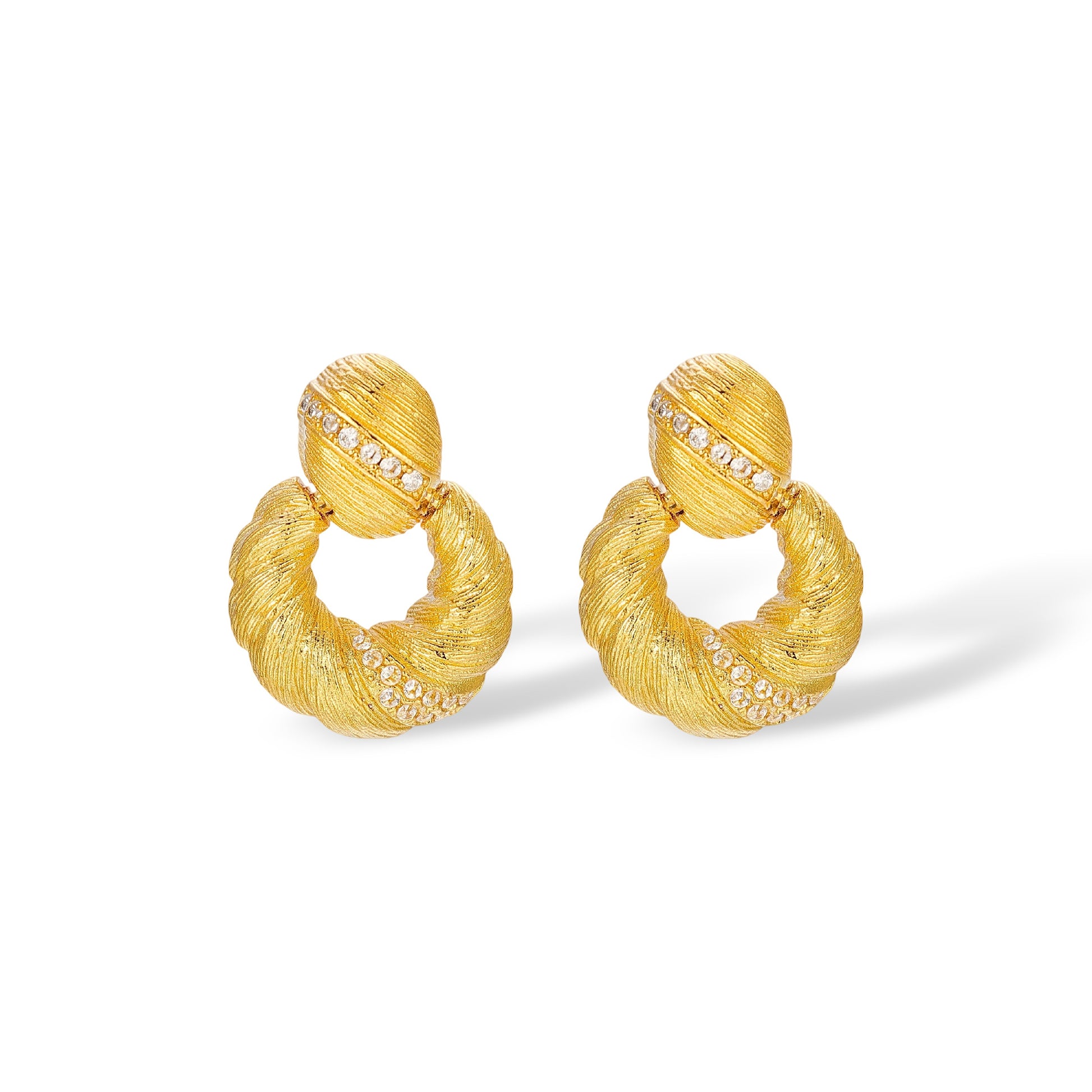 Célinde 14K Gold Twisted Round Drop Earrings