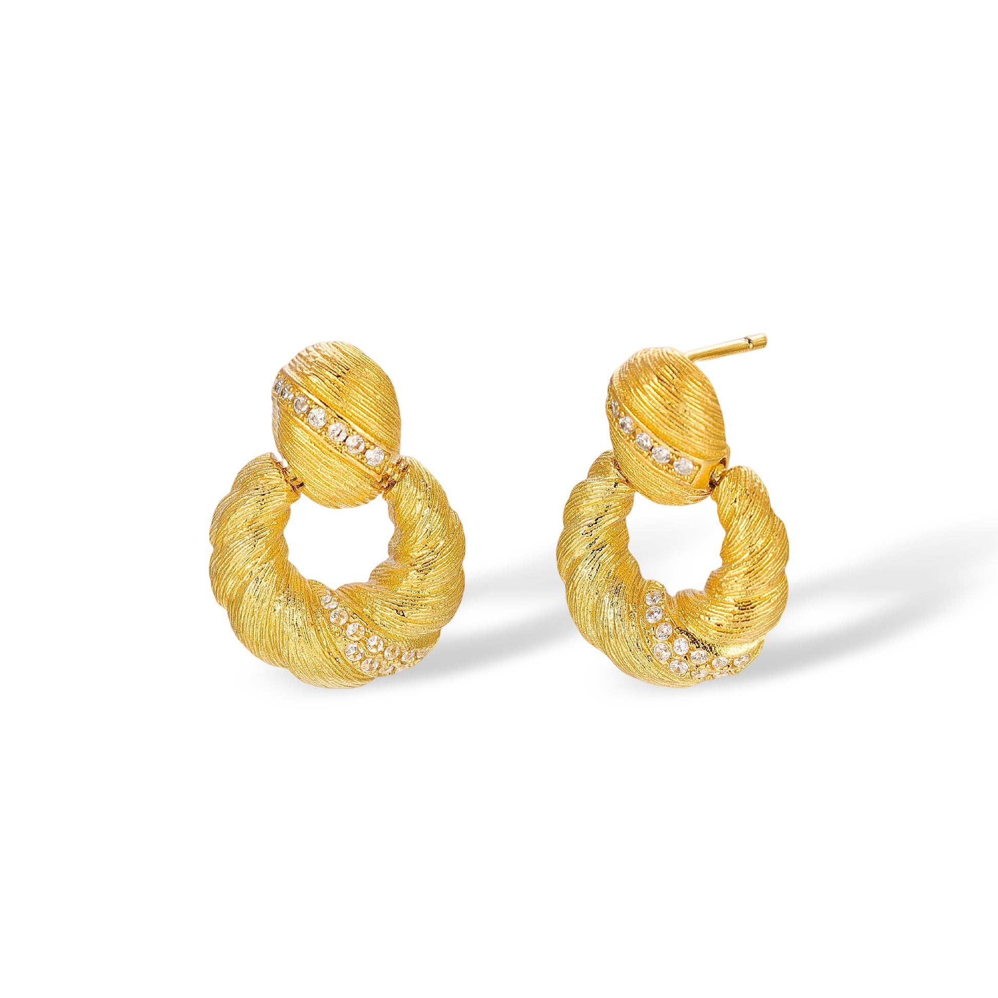 Célinde 14K Gold Twisted Round Drop Earrings