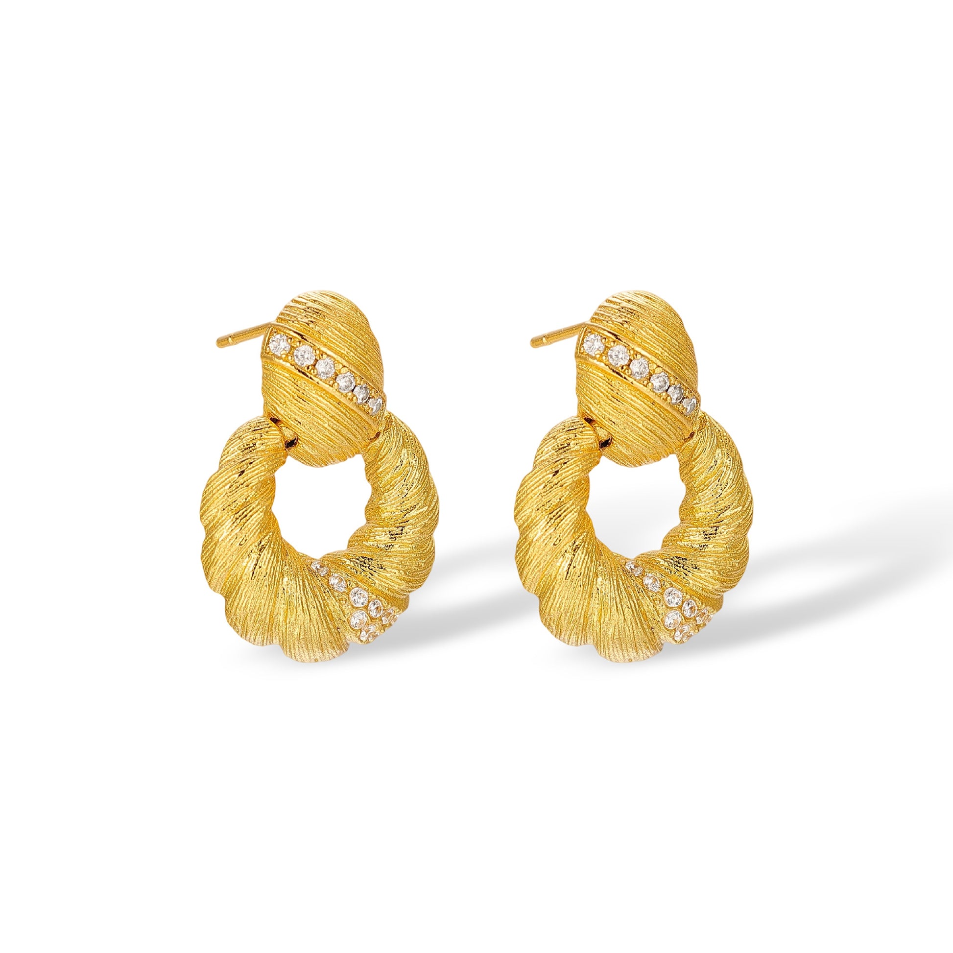 Célinde 14K Gold Twisted Round Drop Earrings
