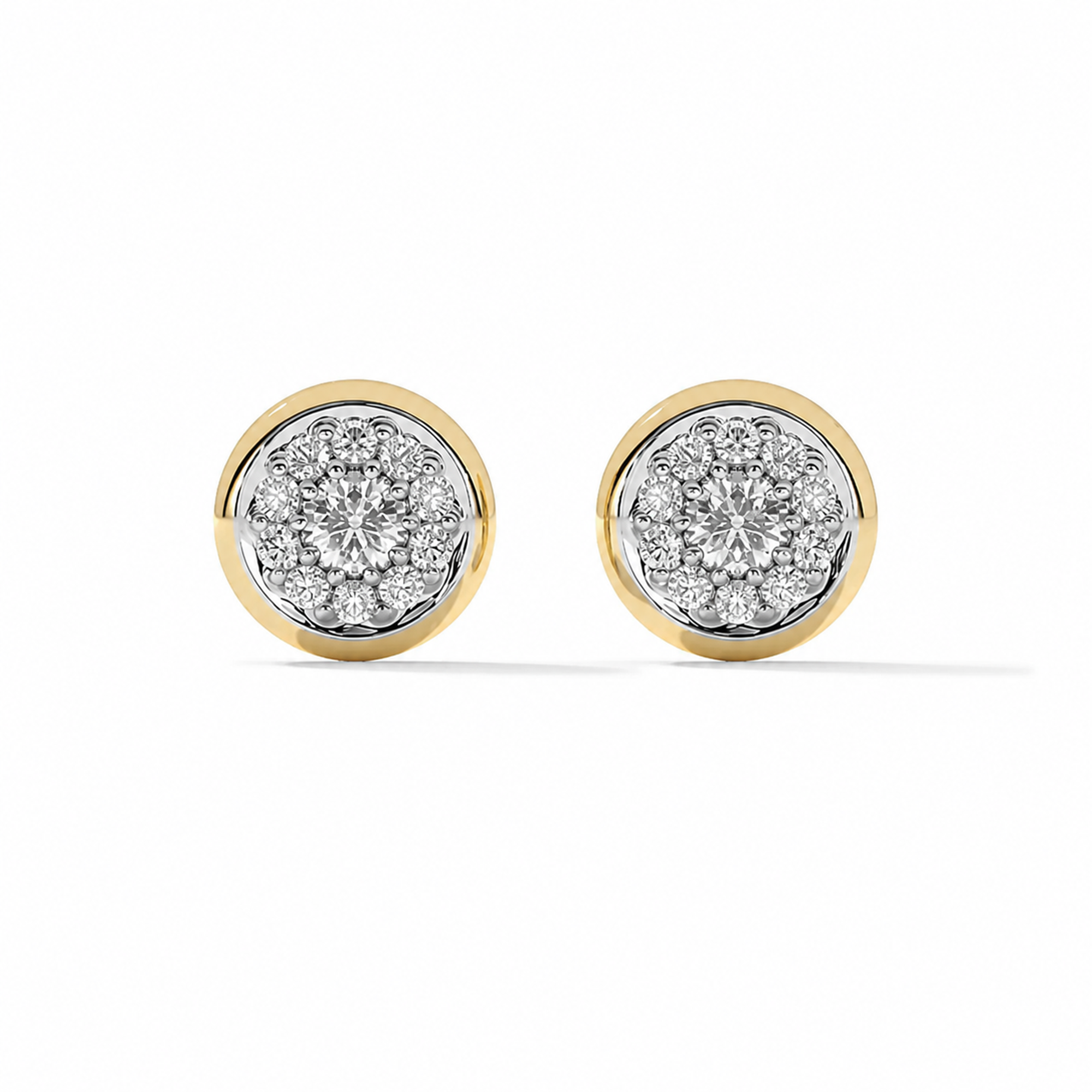Céphise 18K Gold Bezel Round Stud Earrings