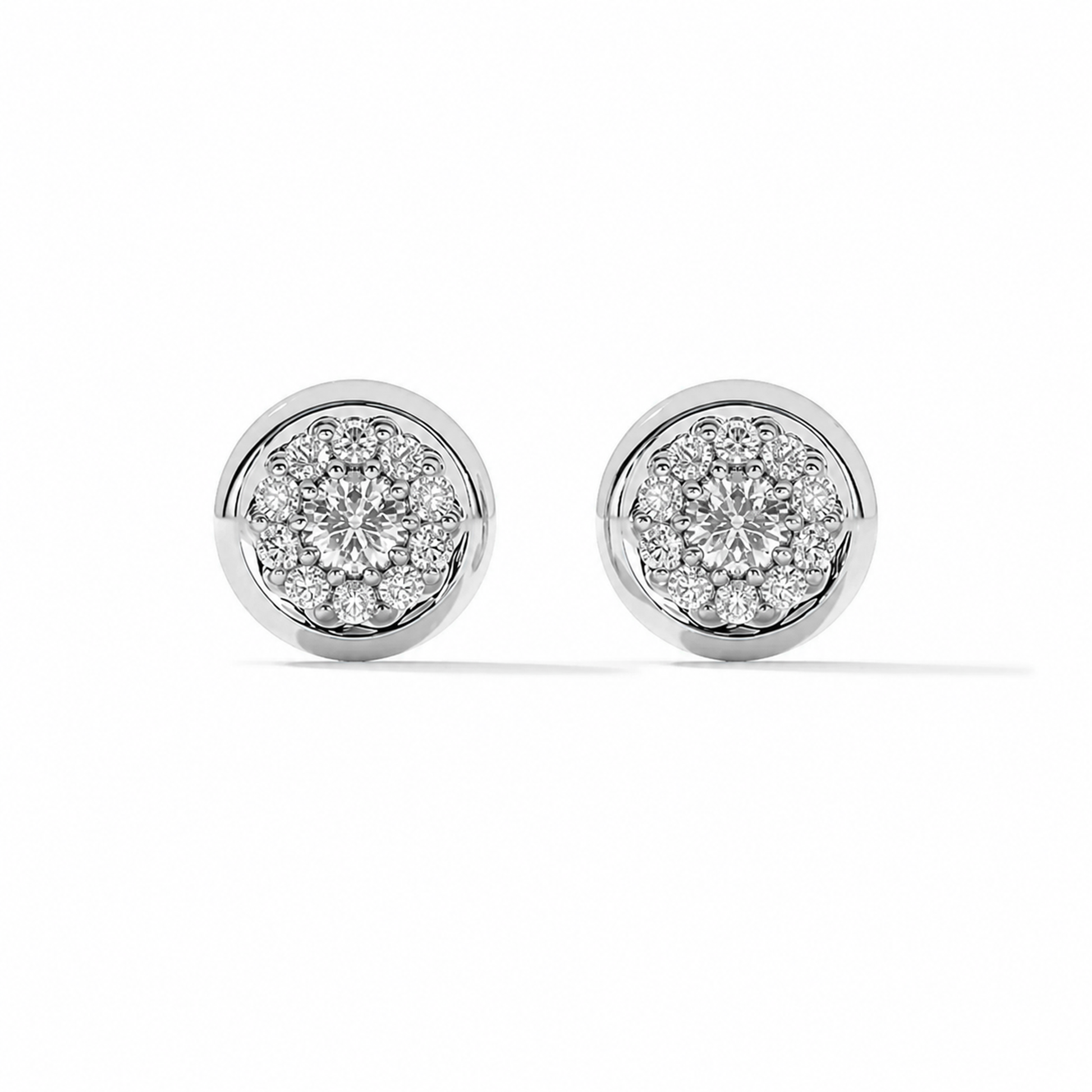Céphise 18K Gold Bezel Round Stud Earrings