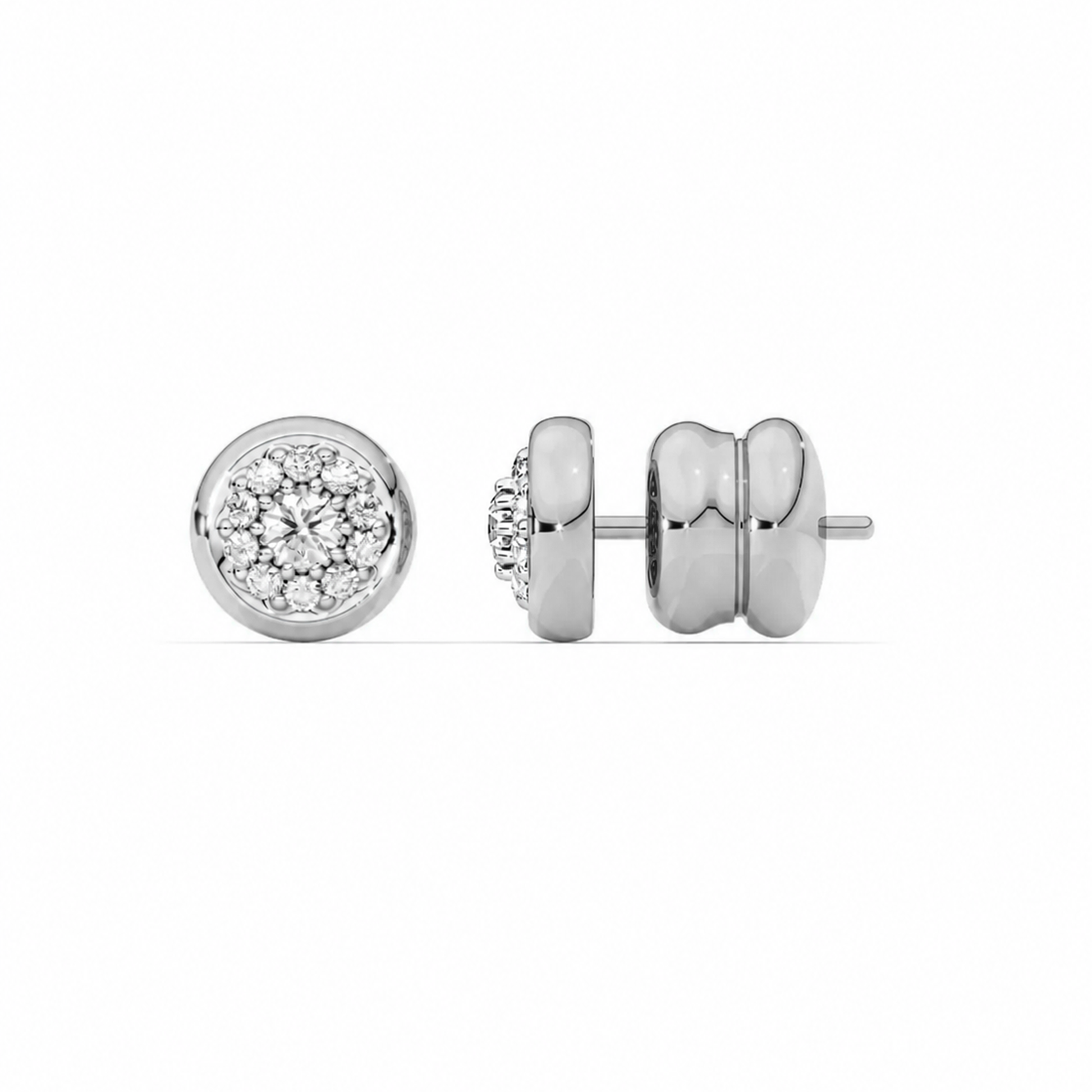 Céphise 18K Gold Bezel Round Stud Earrings