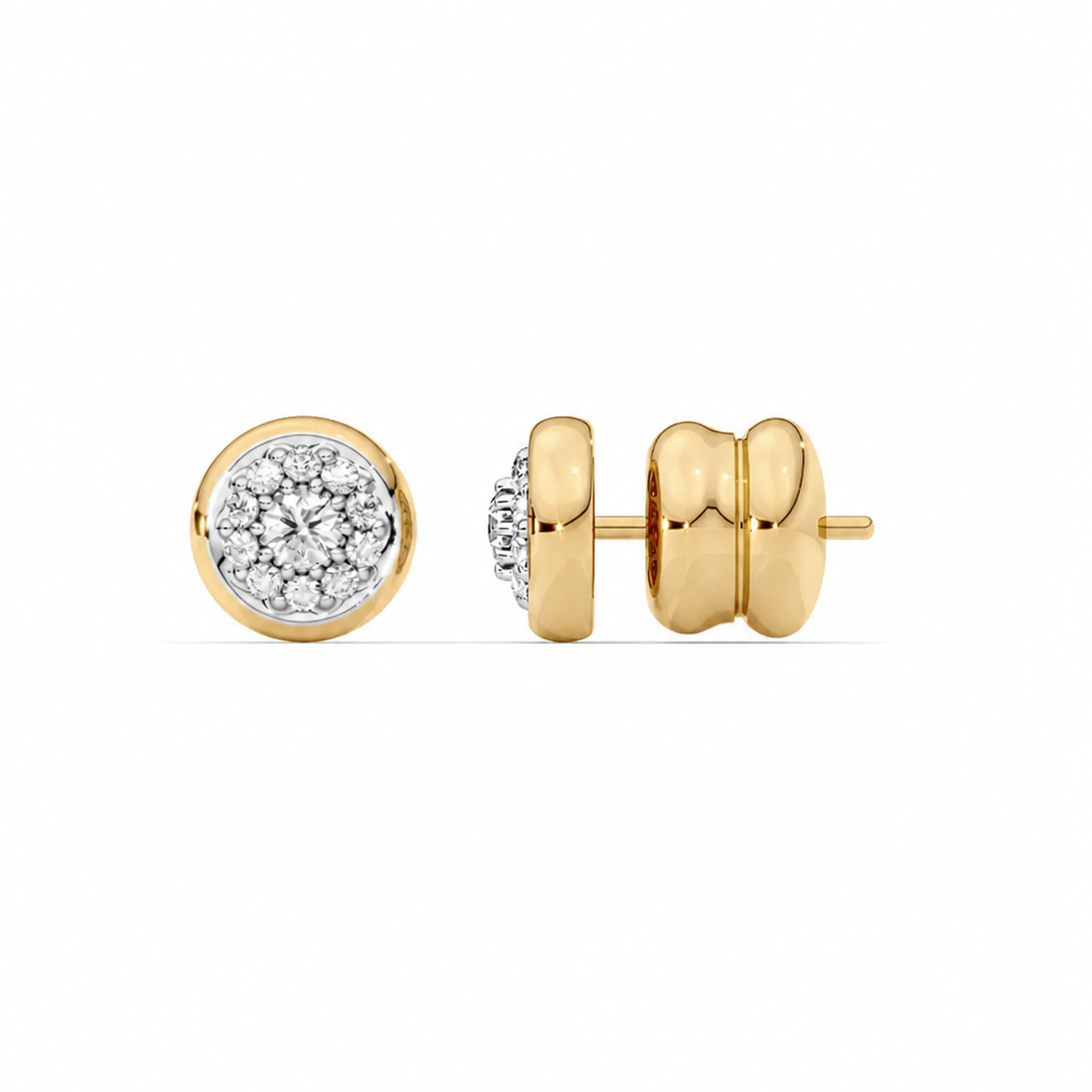 Céphise 18K Gold Bezel Round Stud Earrings