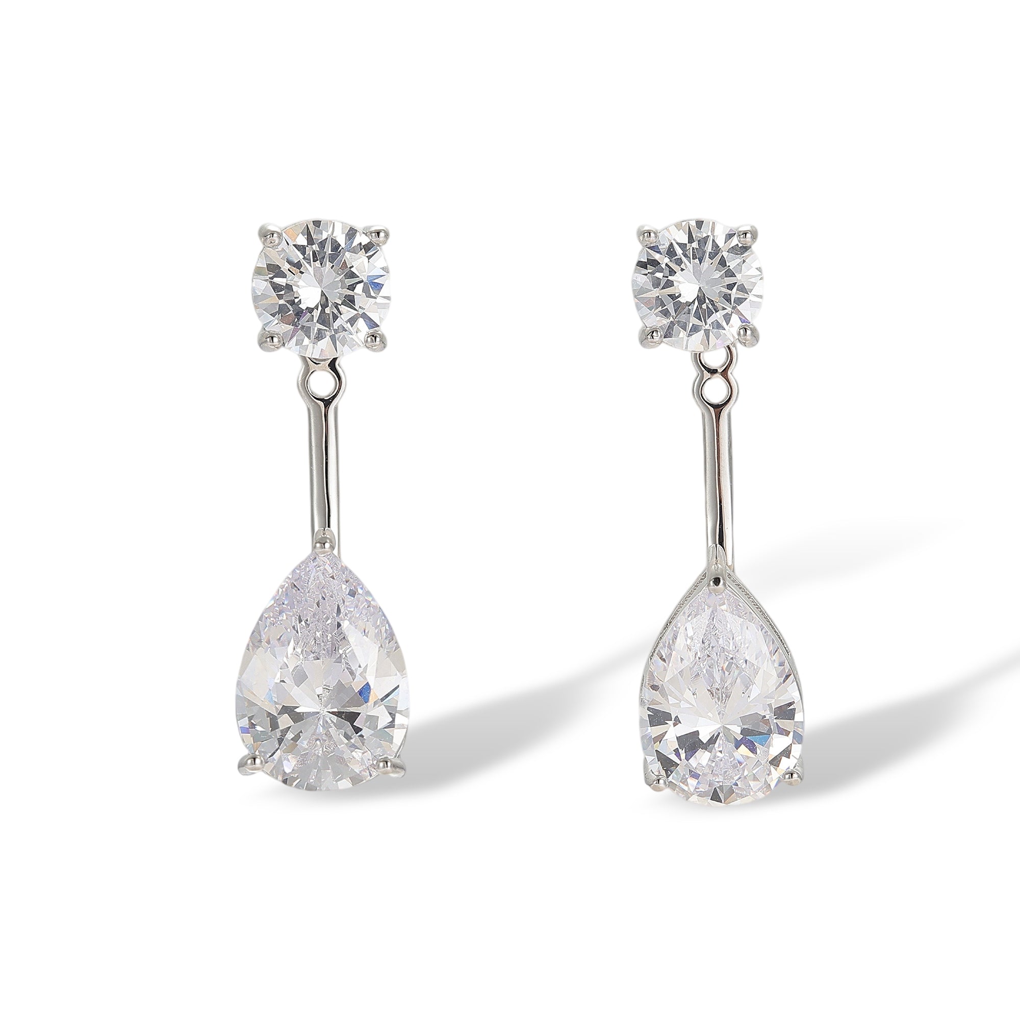 Chantal White Teardrop Round Drop Earrings